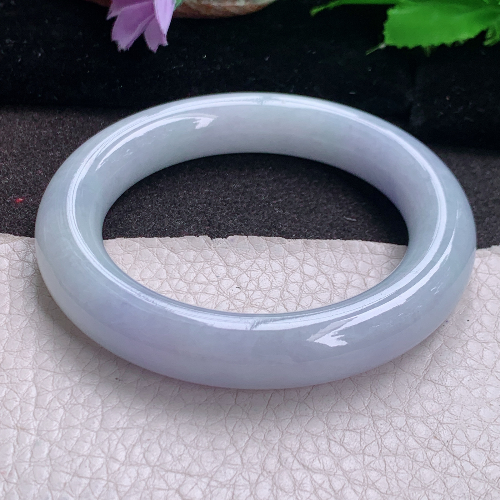 ee自然光54*12*11.5美人镯 缅甸翡翠a货高品质紫罗兰圆条玉手镯