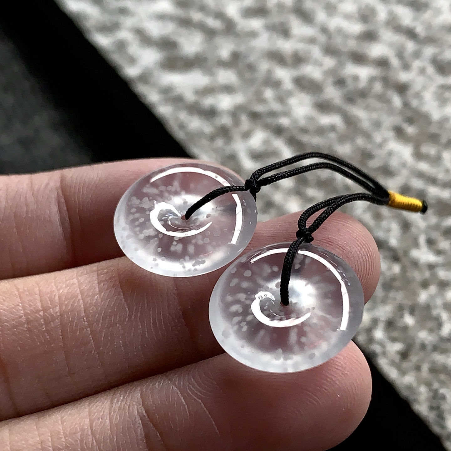 雪花棉平安扣一对，尺寸：15.7×4 / 15.6×4，玉润千年，韵承东方