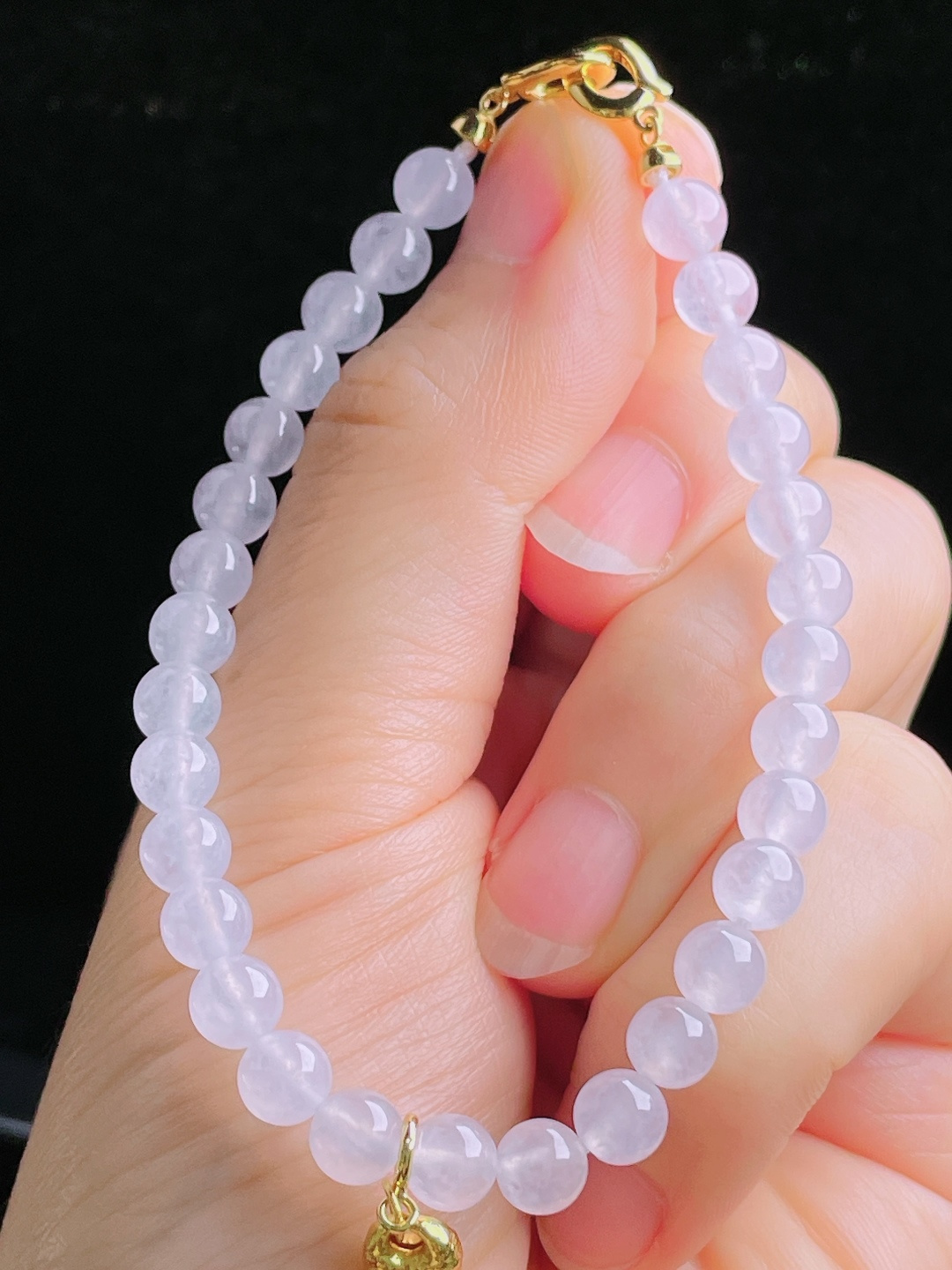 白冰手串，18k镶嵌，老种起光，细底通透，尺寸：5.8mm0905