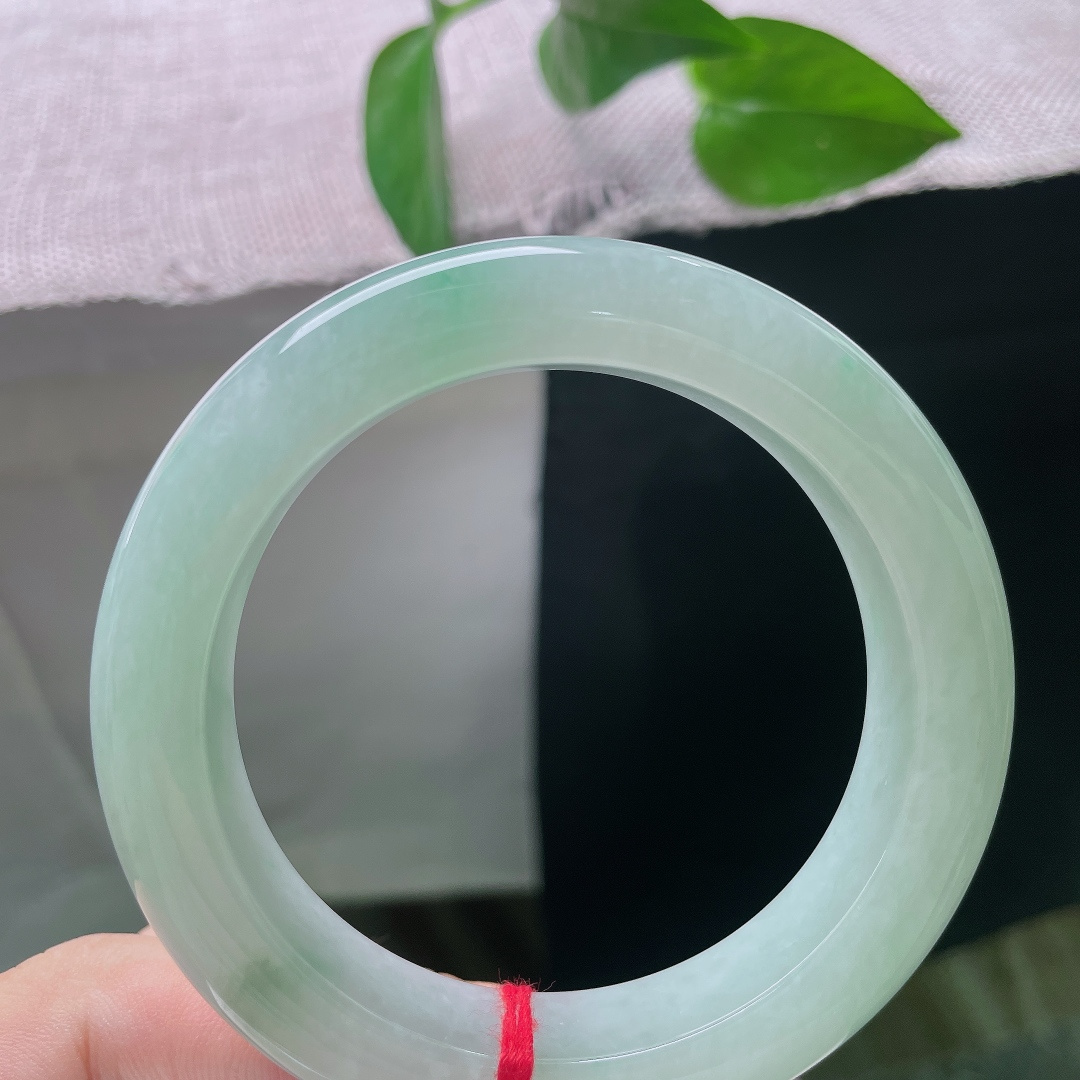 56.2/13.3/10.2，飘花正圈，晶体，底色清浅柔和，很好地衬托出飘花的鲜活，一静一动之间，尽显翡翠独有的诗意美感。ss58032a