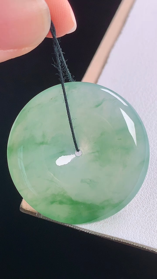 冰晴飘花平安扣，无裂，尺寸:35.8-5.7mm