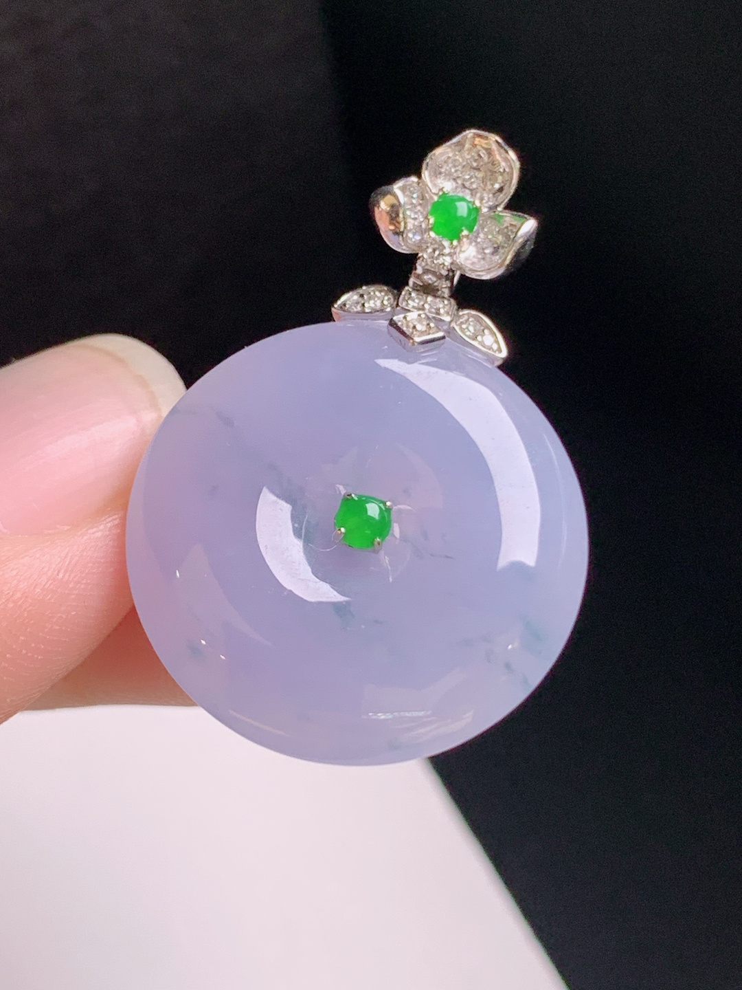 冰粉紫平安扣吊坠，紫韵怡人，飘花灵动，平安顺遂