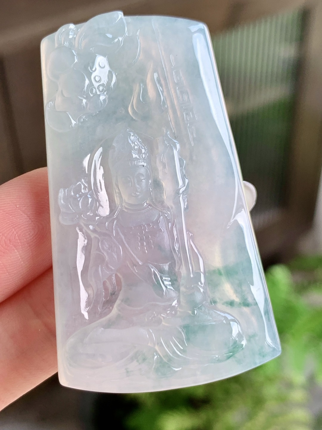 冰飘花虚空藏菩萨牌吊坠,缅料性比高厚装,尺寸57-32-6.2,重量25.3克