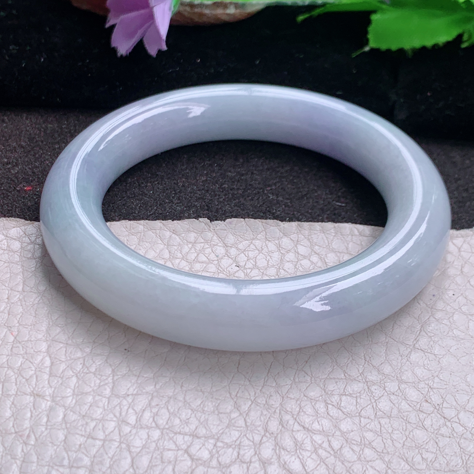 ee自然光54*12*11.5美人镯 缅甸翡翠a货高品质紫罗兰圆条玉手镯