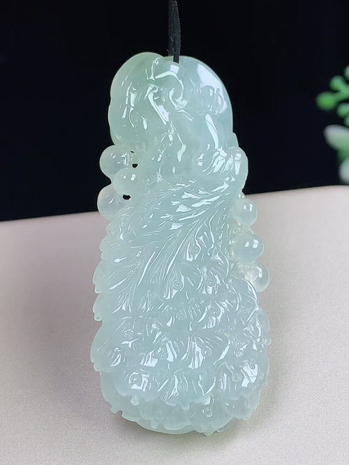 冰种凤凰牌，丹凤朝阳，无裂，尺寸51.5-24-8.2mm，j05hwa