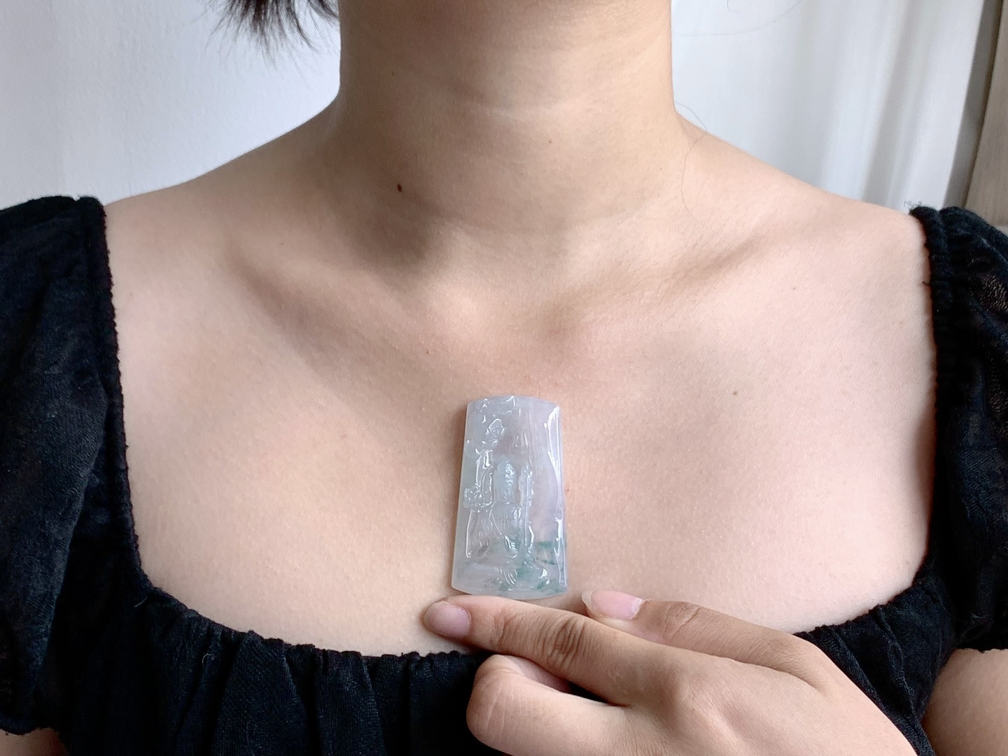 冰飘花虚空藏菩萨牌吊坠,缅料性比高厚装,尺寸57-32-6.2,重量25.3克
