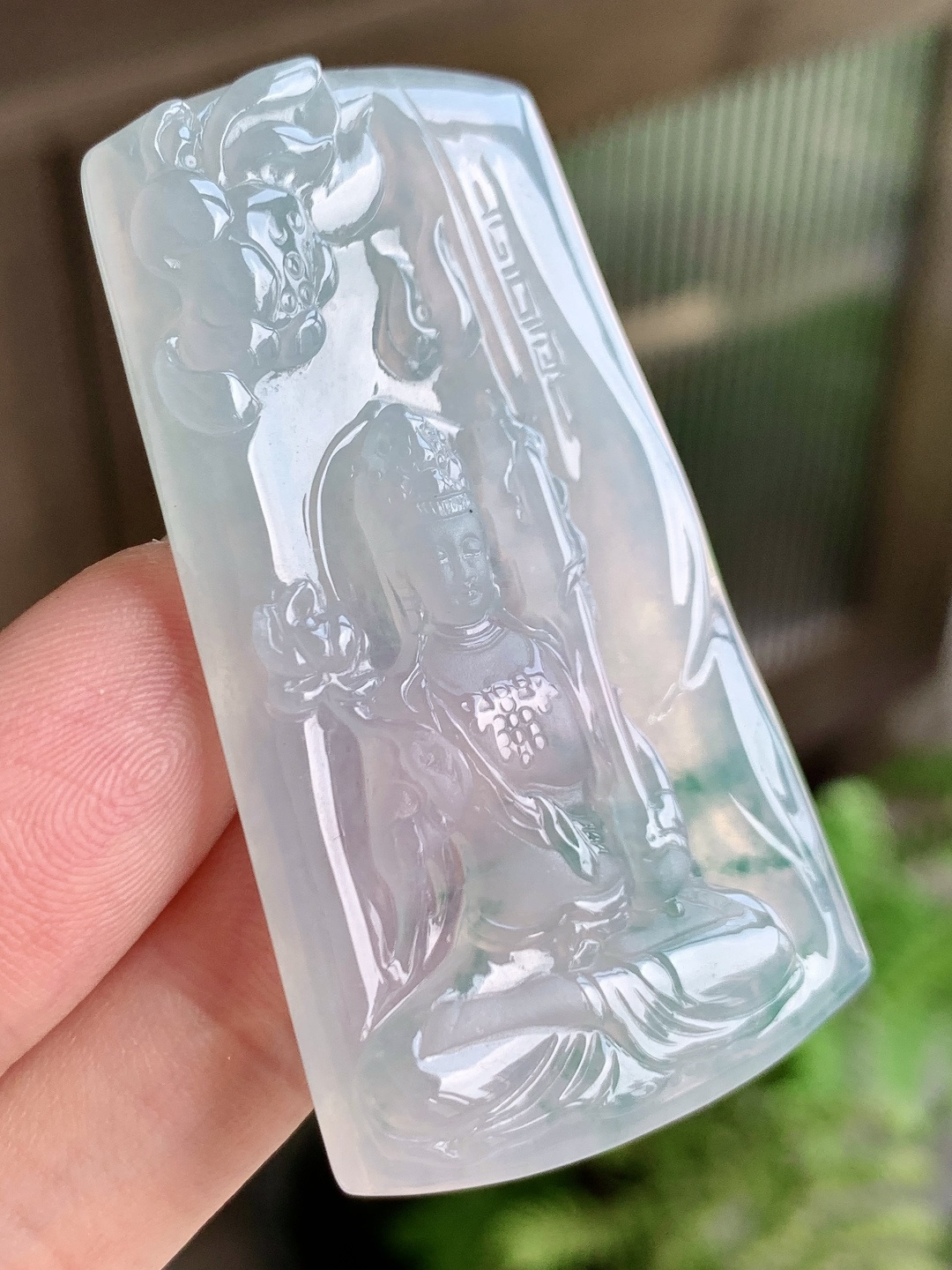 冰飘花虚空藏菩萨牌吊坠,缅料性比高厚装,尺寸57-32-6.2,重量25.3克