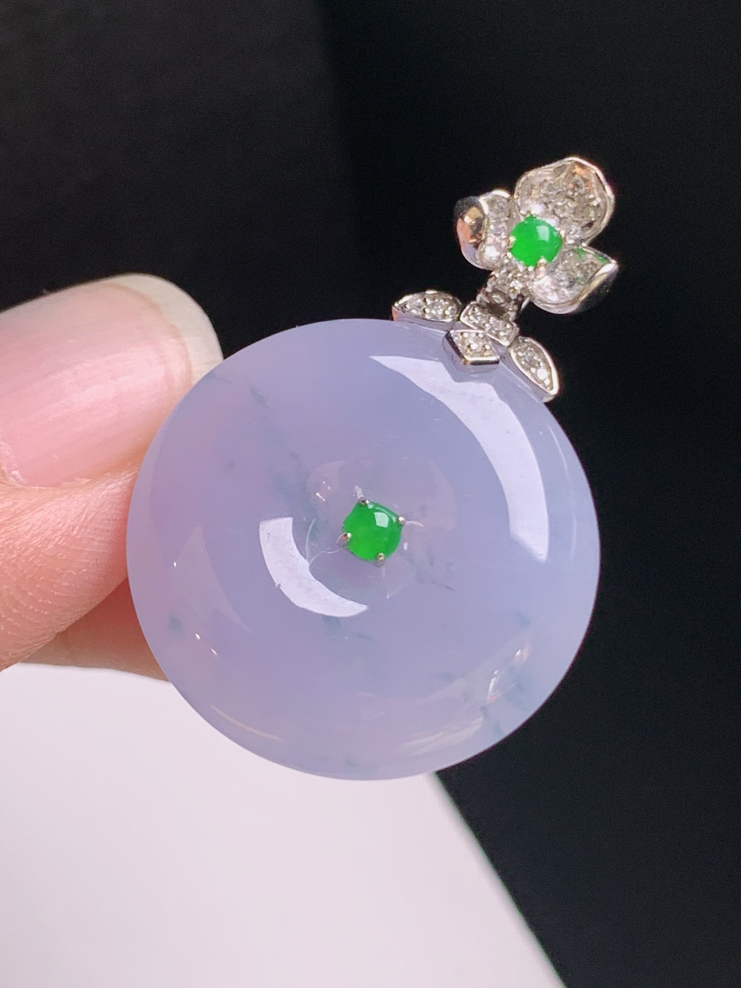 冰粉紫平安扣吊坠，紫韵怡人，飘花灵动，平安顺遂