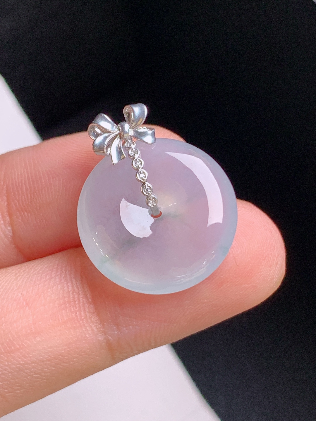 飘花平安扣吊坠，清透起光，种水俱佳，圆满无忧，裸石17.8-521.6，4222