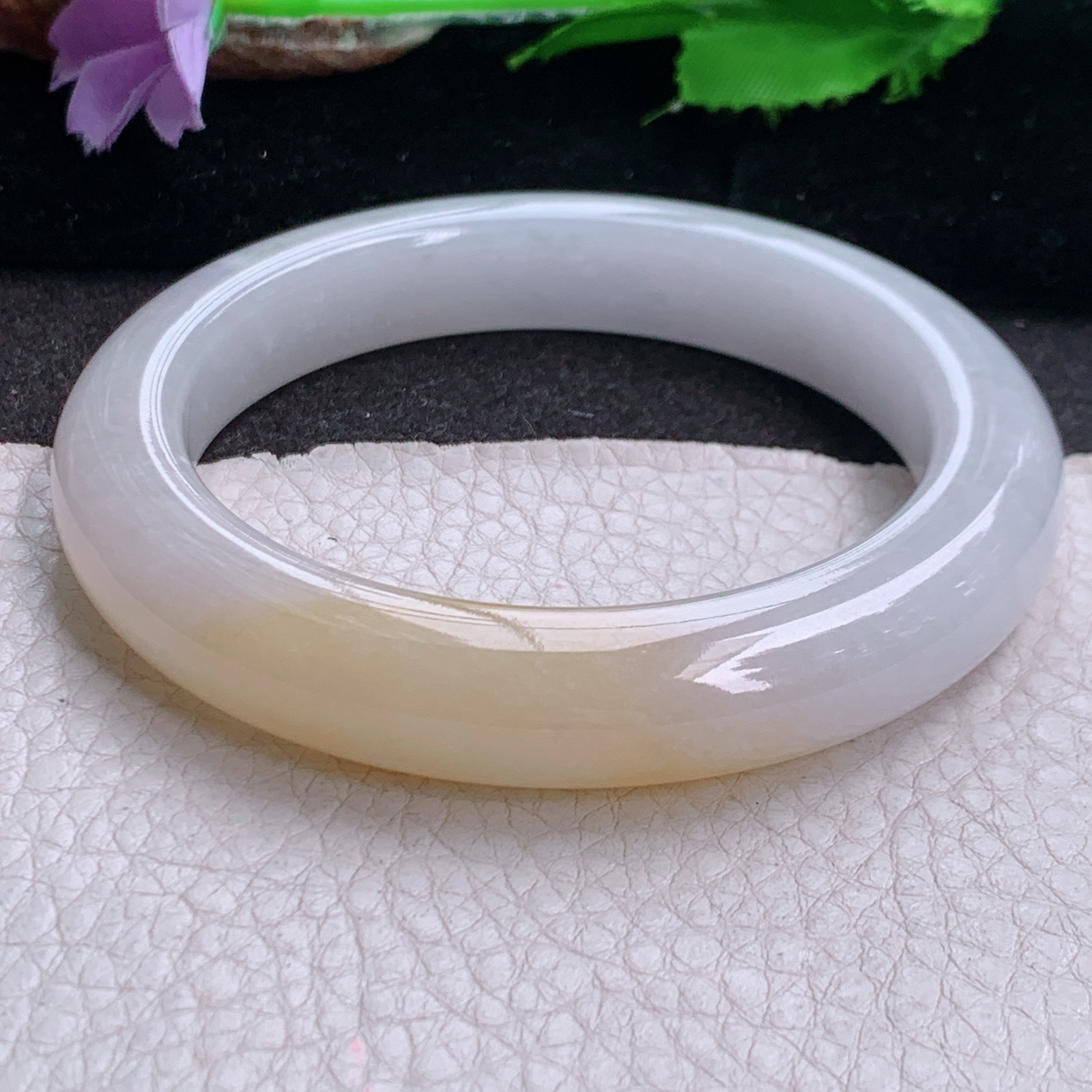 ss大圈口60*12*10.5招财镯 缅甸翡翠a货高品质冰双彩黄翡宽边玉手镯