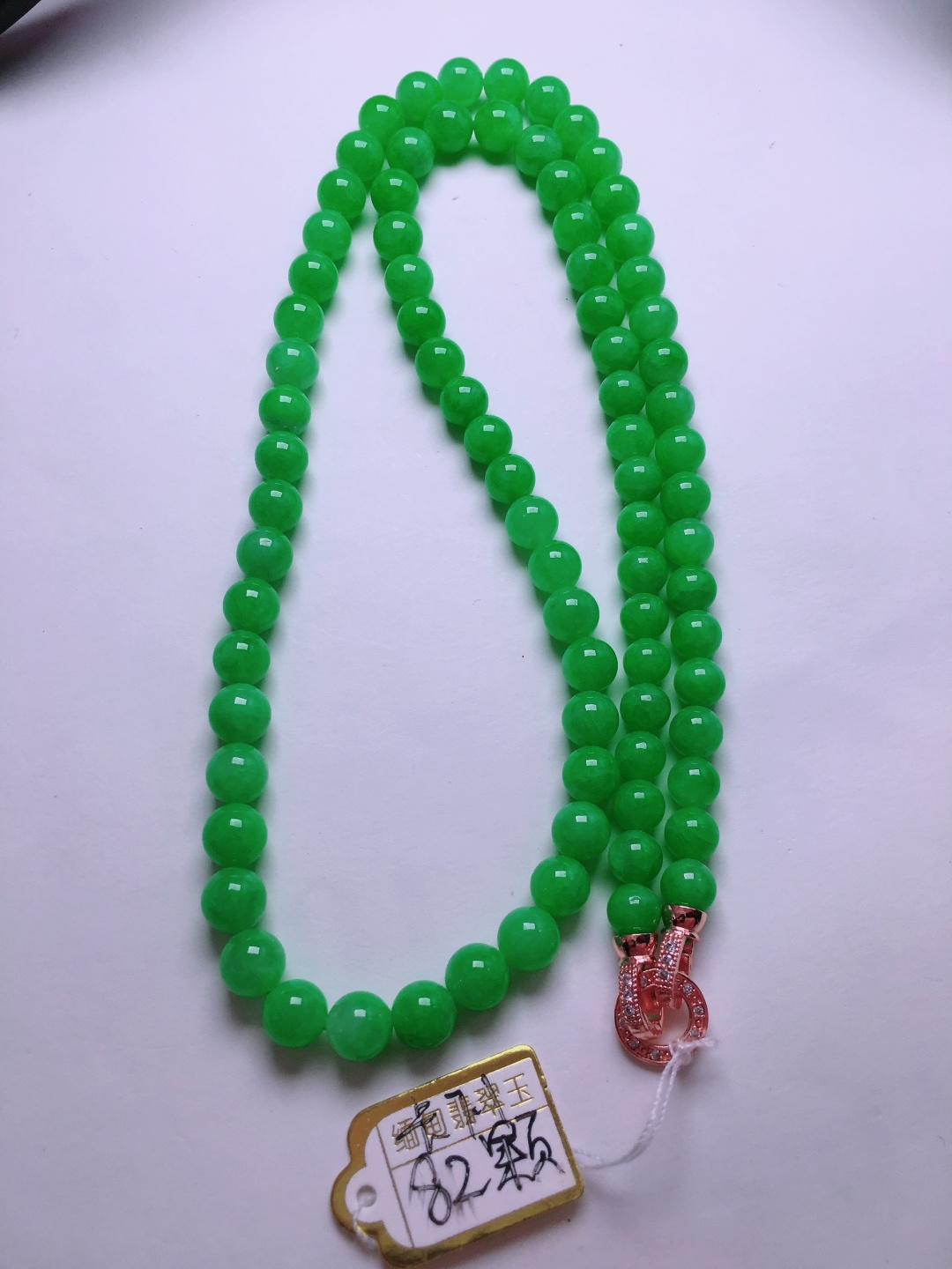 ️高冰绿珠子项链，晶莹剔透，新颖时尚，6-7