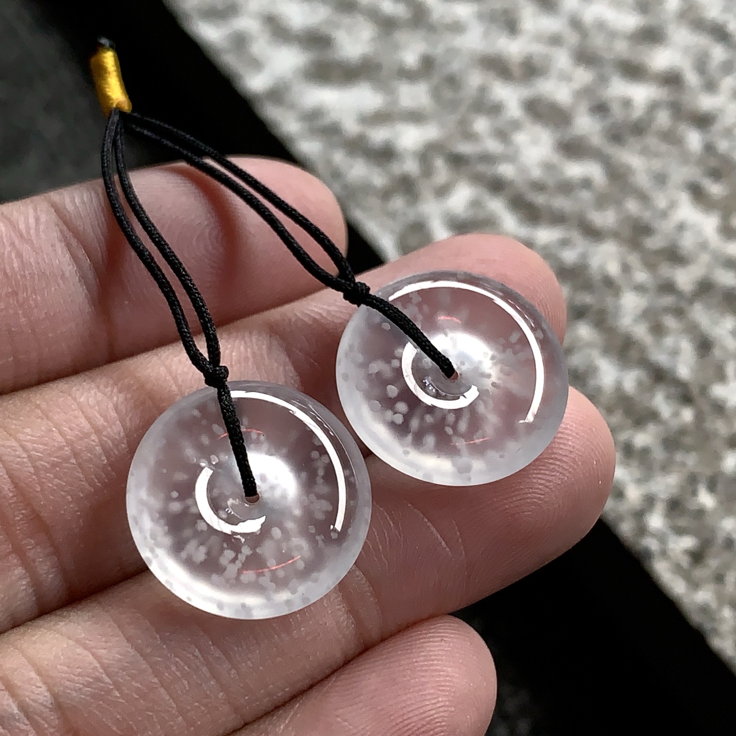 雪花棉平安扣一对，尺寸：15.7×4 / 15.6×4，玉润千年，韵承东方