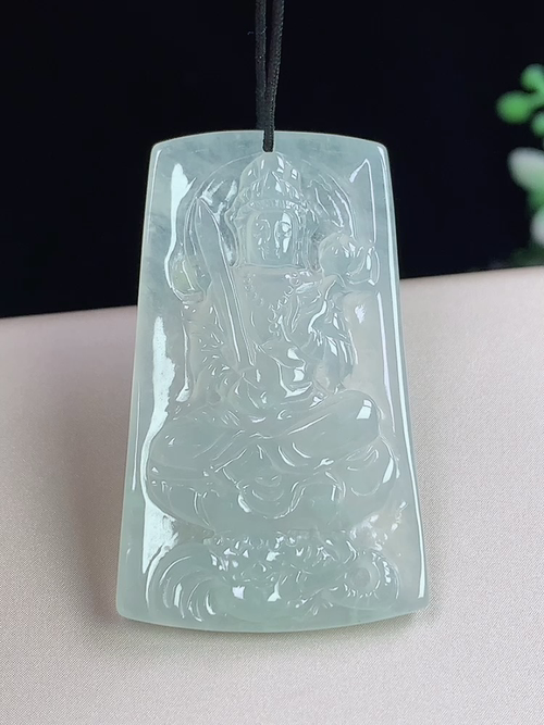 冰种虚空藏菩萨，无裂，尺寸38.8-23.3-3.4mm，j05apt
