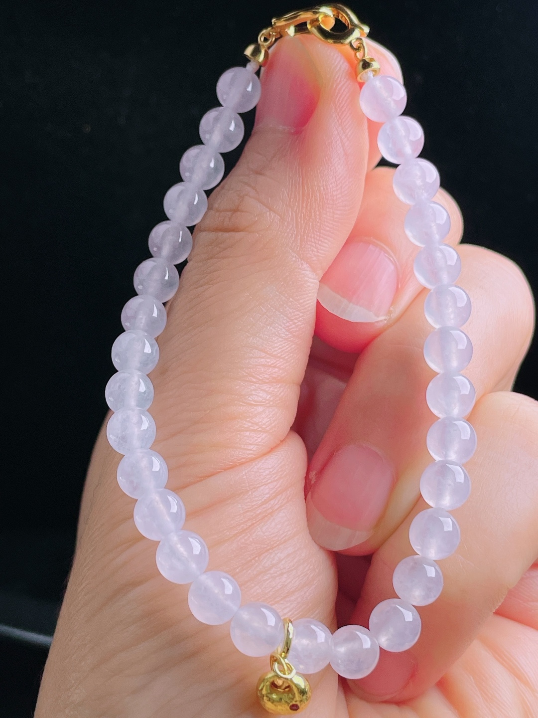 白冰手串，18k镶嵌，老种起光，细底通透，尺寸：5.8mm0905