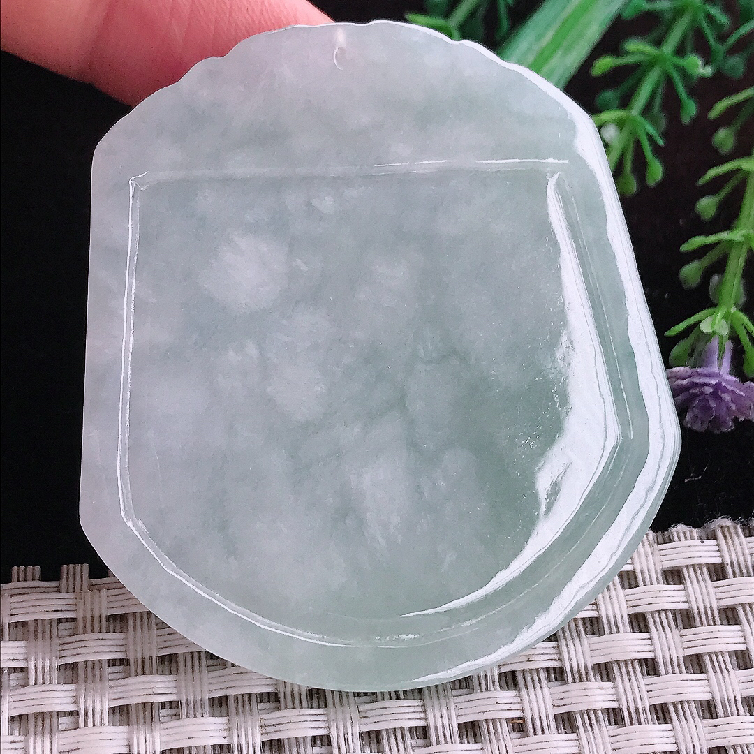 实拍A货翡翠56.5/52/4.5老坑冰润起胶晴底玉佩吊坠翡翠玉坠