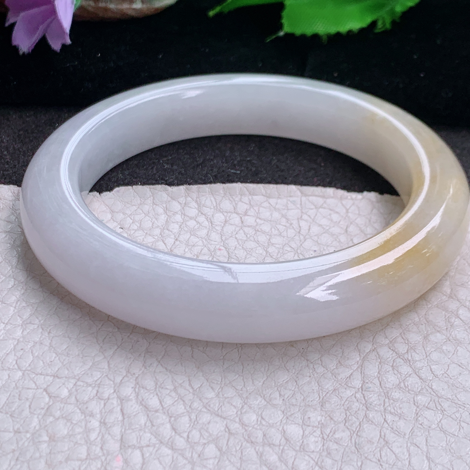 ss大圈口60*12*10.5招财镯 缅甸翡翠a货高品质冰双彩黄翡宽边玉手镯