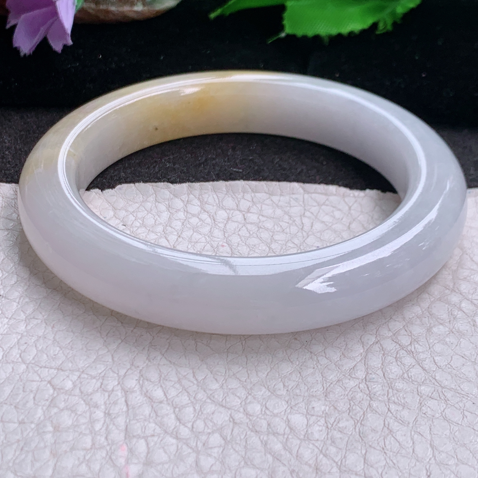 ss大圈口60*12*10.5招财镯 缅甸翡翠a货高品质冰双彩黄翡宽边玉手镯