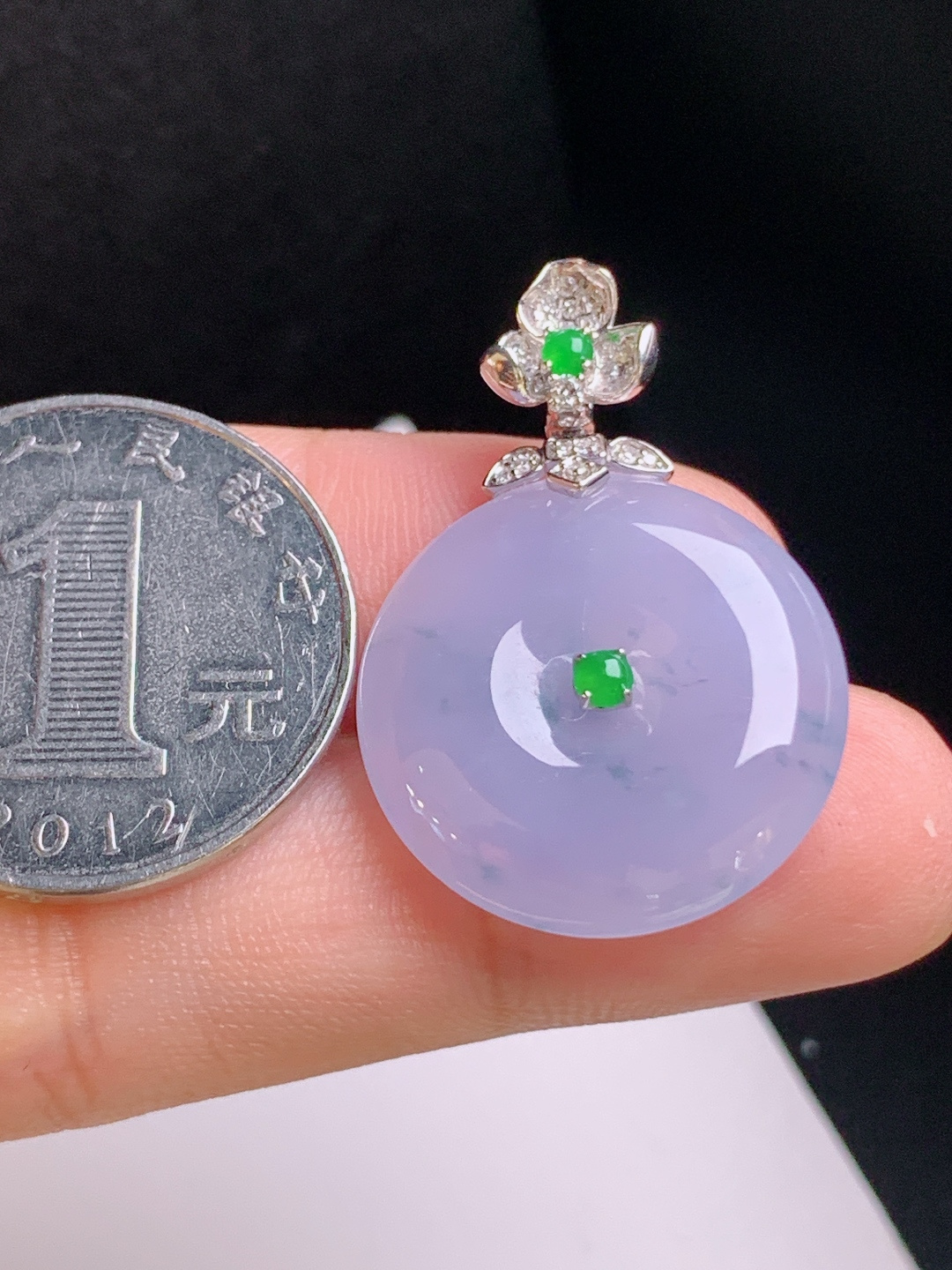 冰粉紫平安扣吊坠，紫韵怡人，飘花灵动，平安顺遂