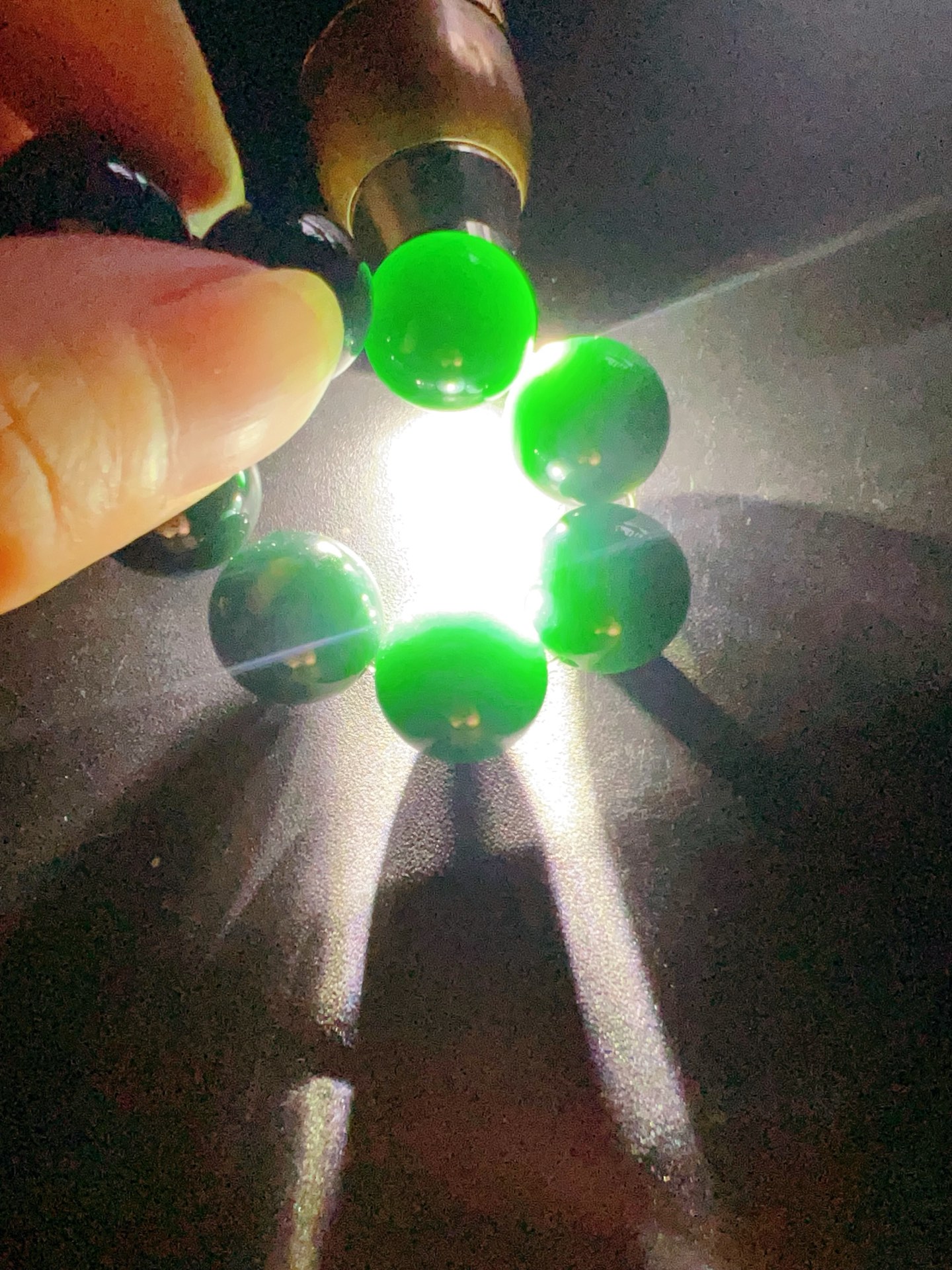 墨翠手链14mm 乌黑油亮 质地细腻 水头极好