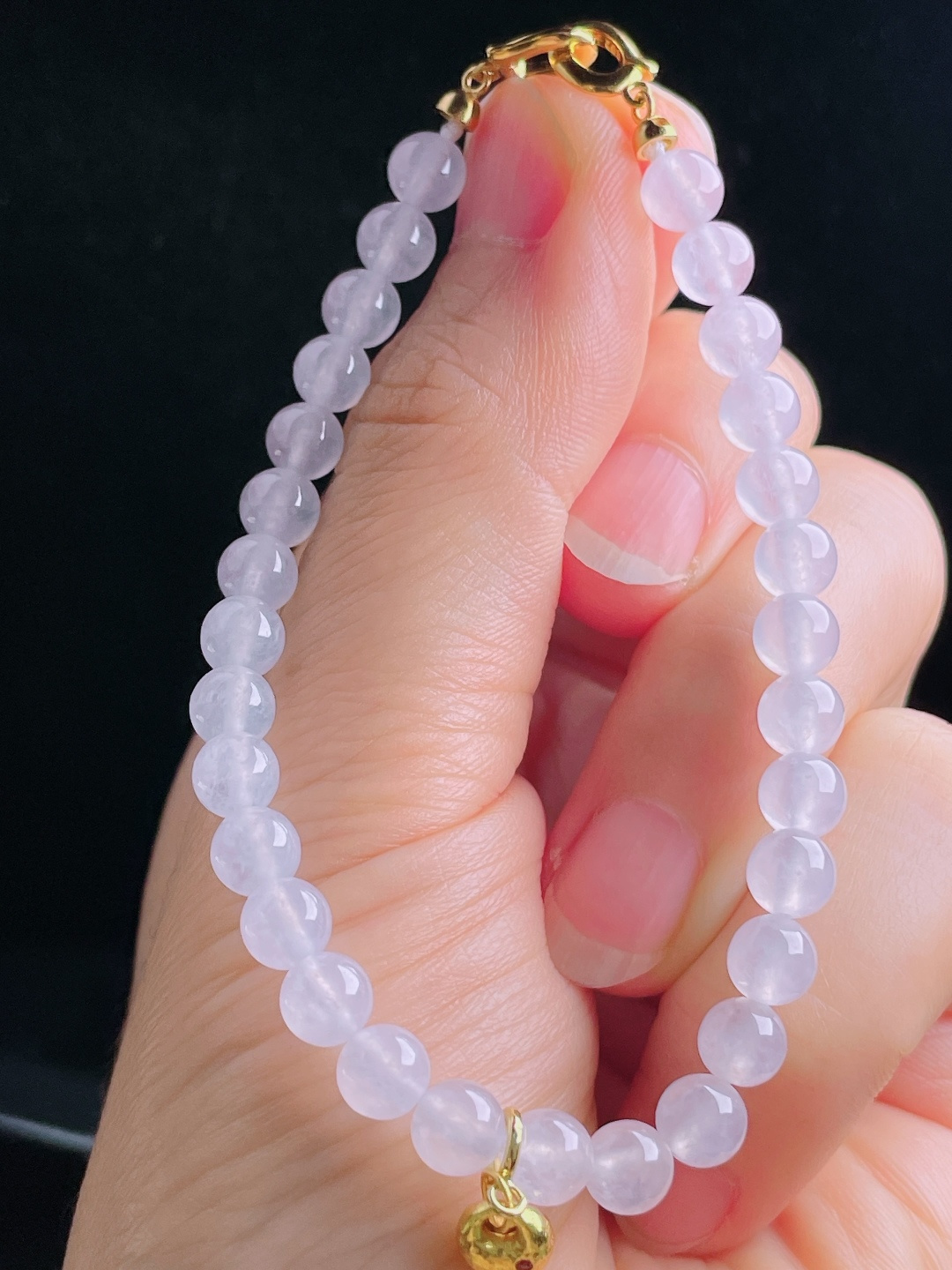 白冰手串，18k镶嵌，老种起光，细底通透，尺寸：5.8mm0905