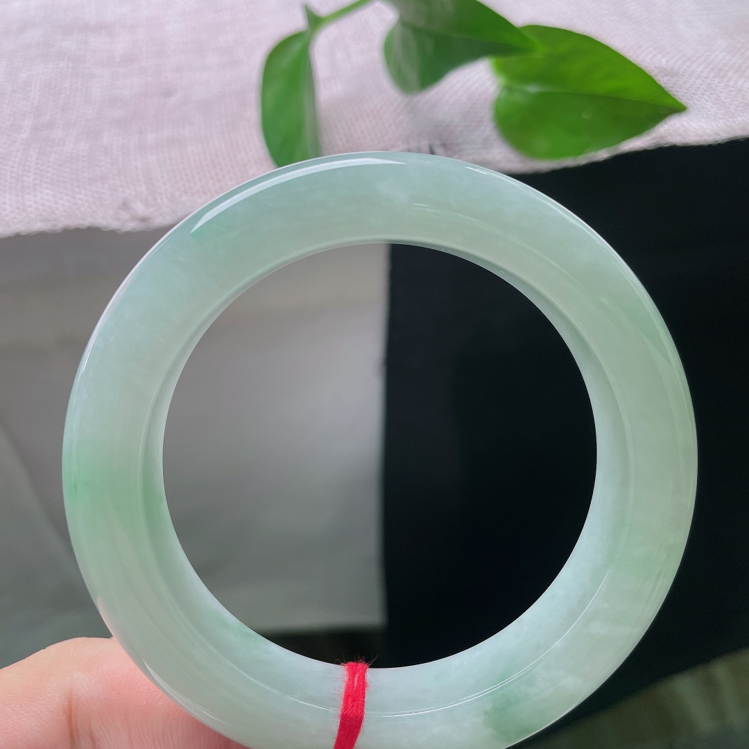 56.2/13.3/10.2，飘花正圈，晶体，底色清浅柔和，很好地衬托出飘花的鲜活，一静一动之间，尽显翡翠独有的诗意美感。ss58032a