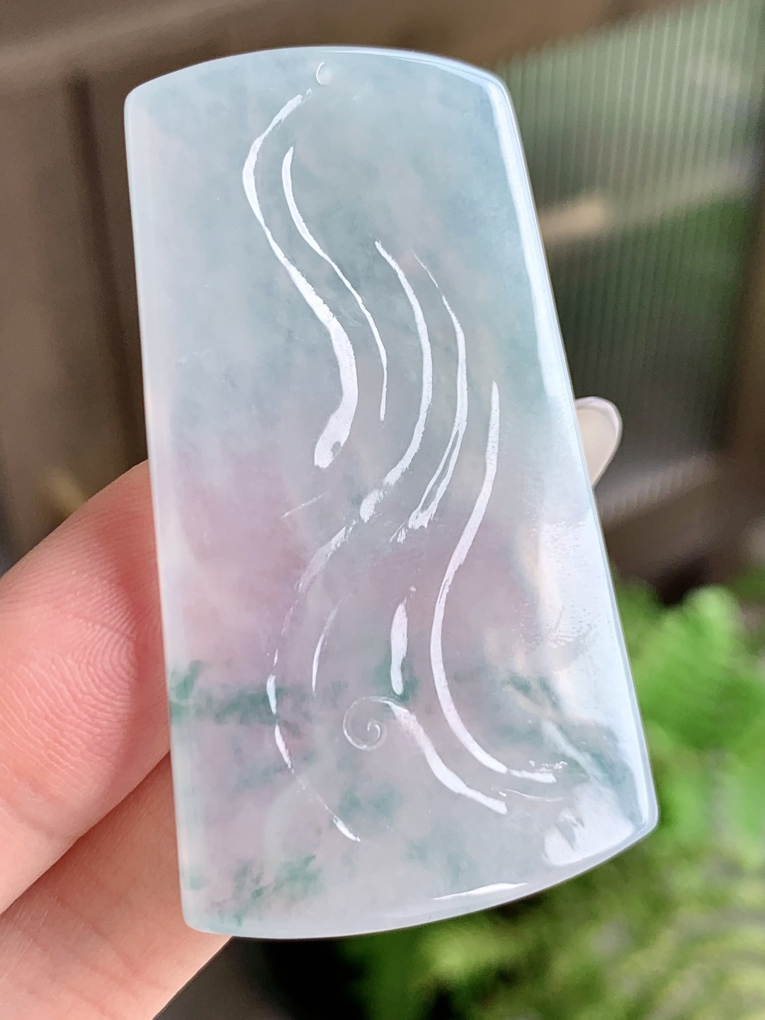 冰飘花虚空藏菩萨牌吊坠,缅料性比高厚装,尺寸57-32-6.2,重量25.3克