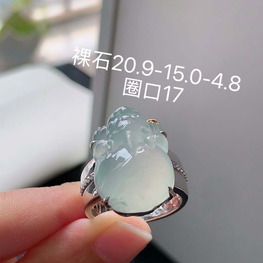 高冰貔貅男戒 种老细腻水润，饱满圆润，佩戴简单大方 货号18904，20.9-15.0-4.8
