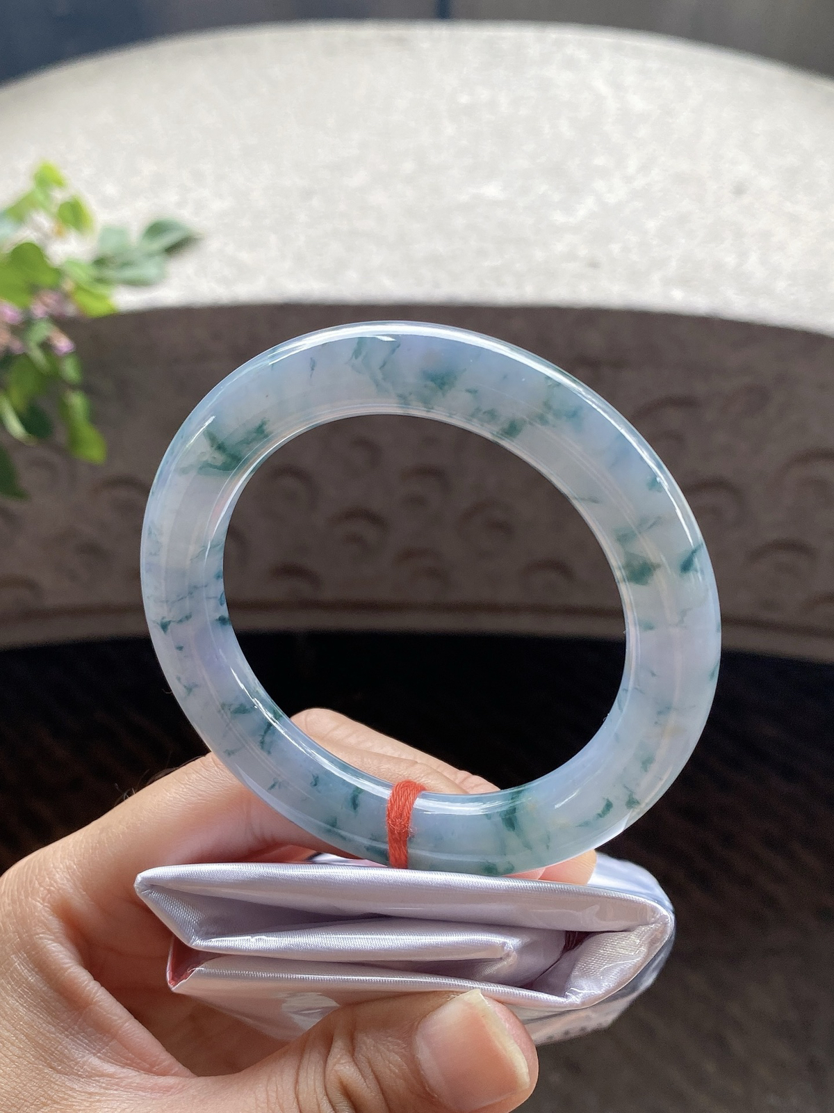 圈口57.8-11.4-11    【茄紫飘花圆条手镯】圈口57  58可戴  质地细腻