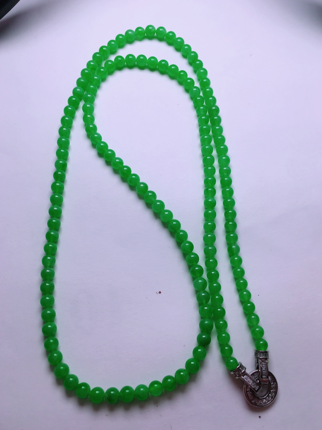 高冰绿珠子项链，晶莹剔透，新颖时尚，4-4.6