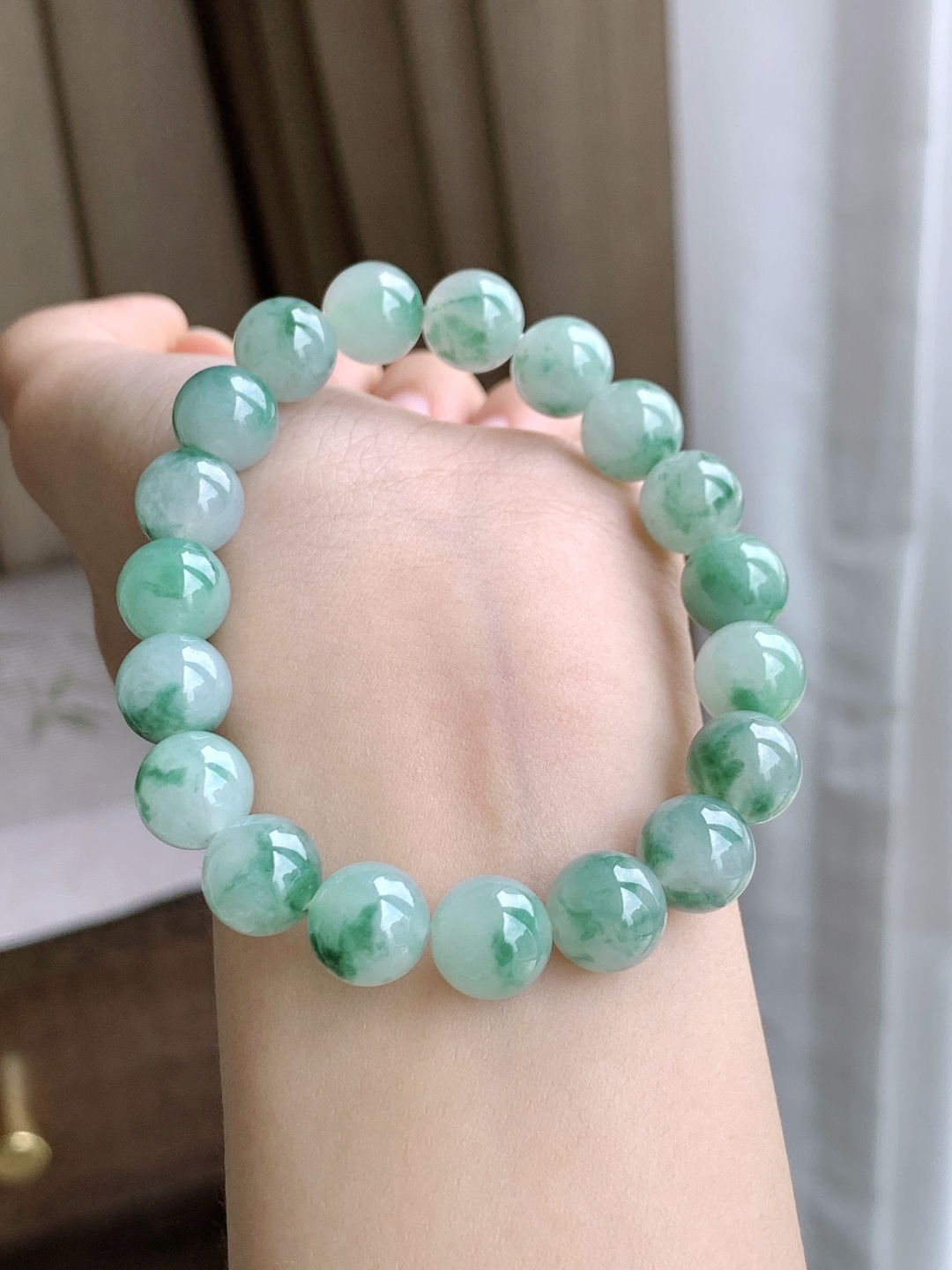 珠子冰飘花手串圆珠子手串，性比高
