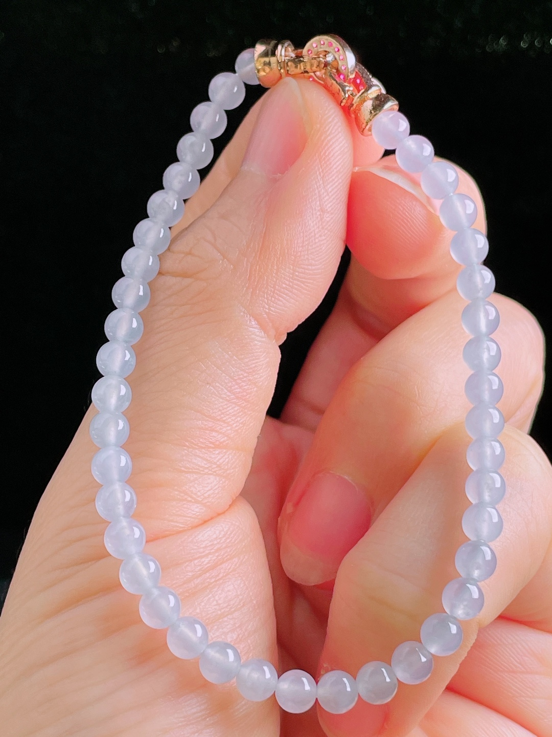 ️冰种手串珠串，老种起光，细底通透，尺寸：4.3mm0906