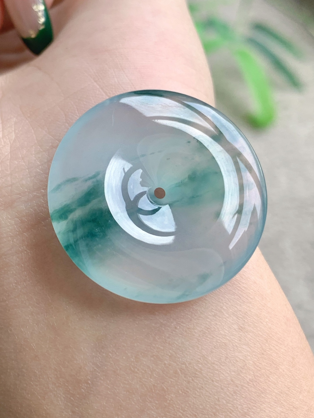 高冰飘花平安扣吊坠,性比高,厚装
