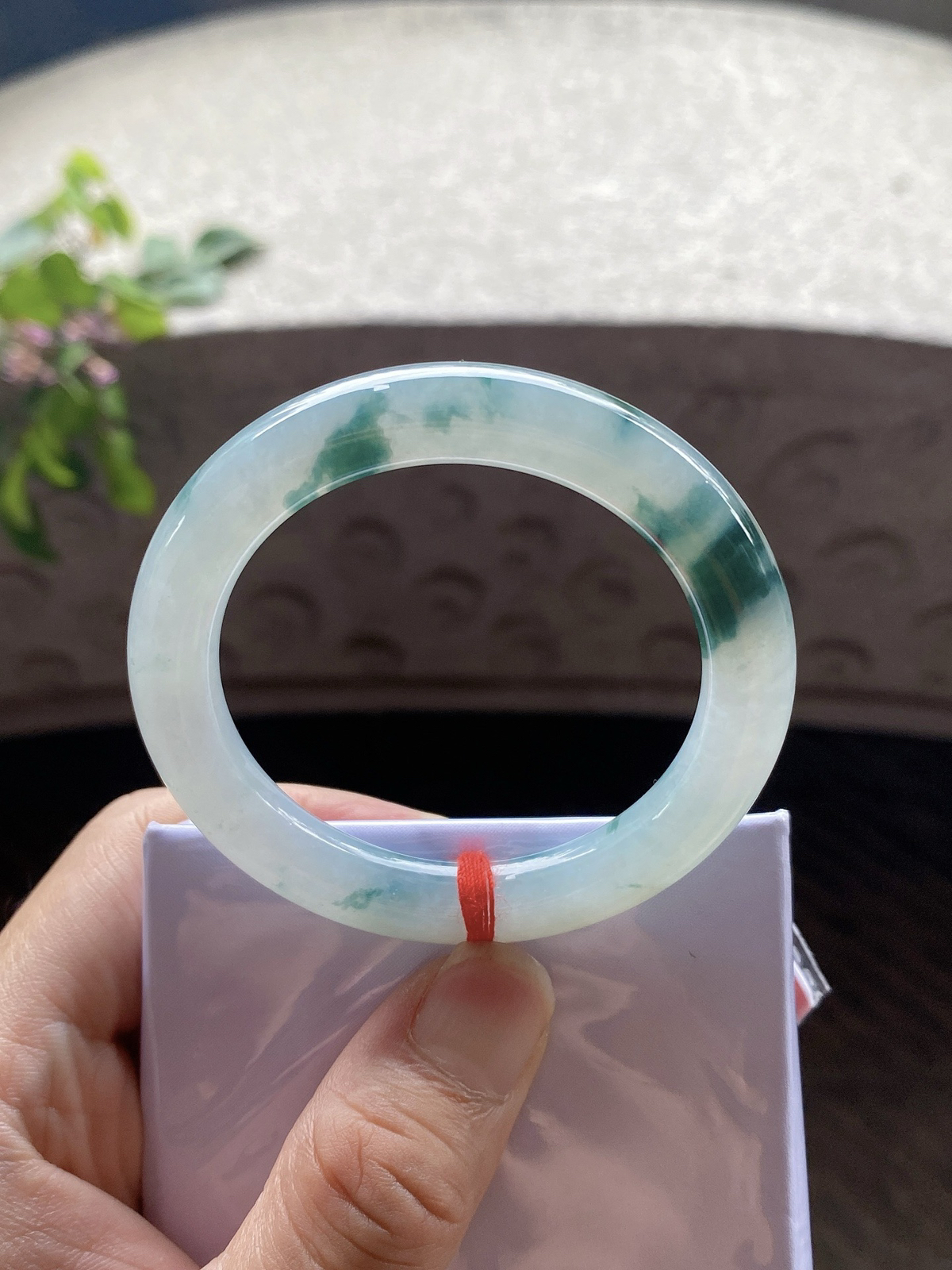 圈口50.4-9.5-9     【冰飘花圆条手镯】圈口50  51可戴  质地细腻   种水好