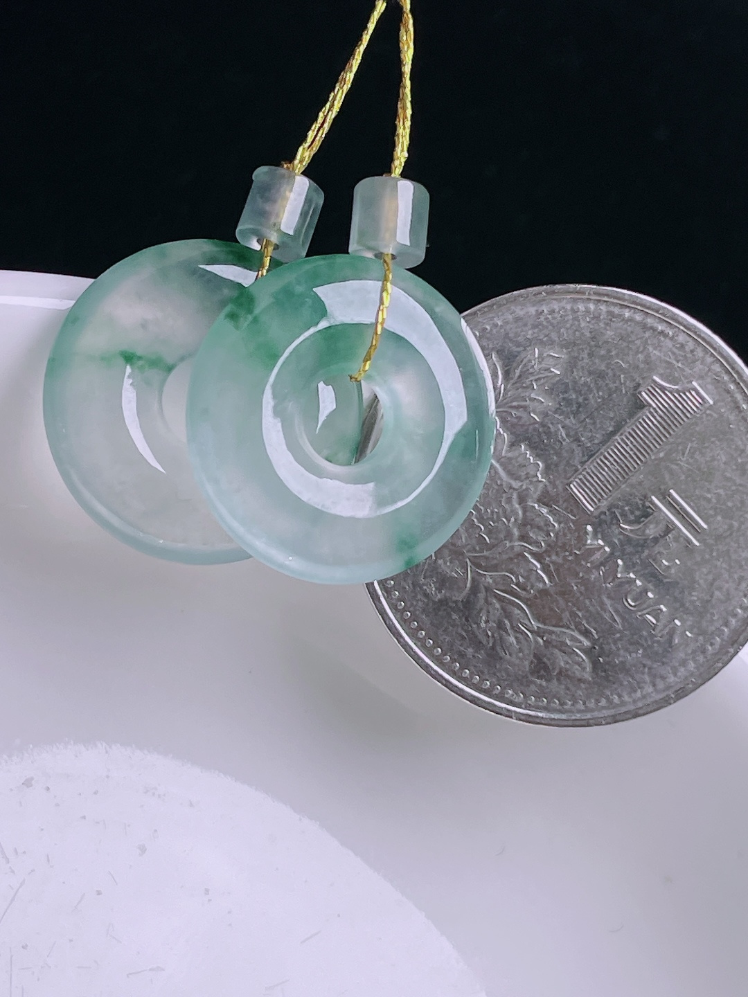 高冰耳坠，老种起光，细底通透，尺寸：17.8/3.3mm0906