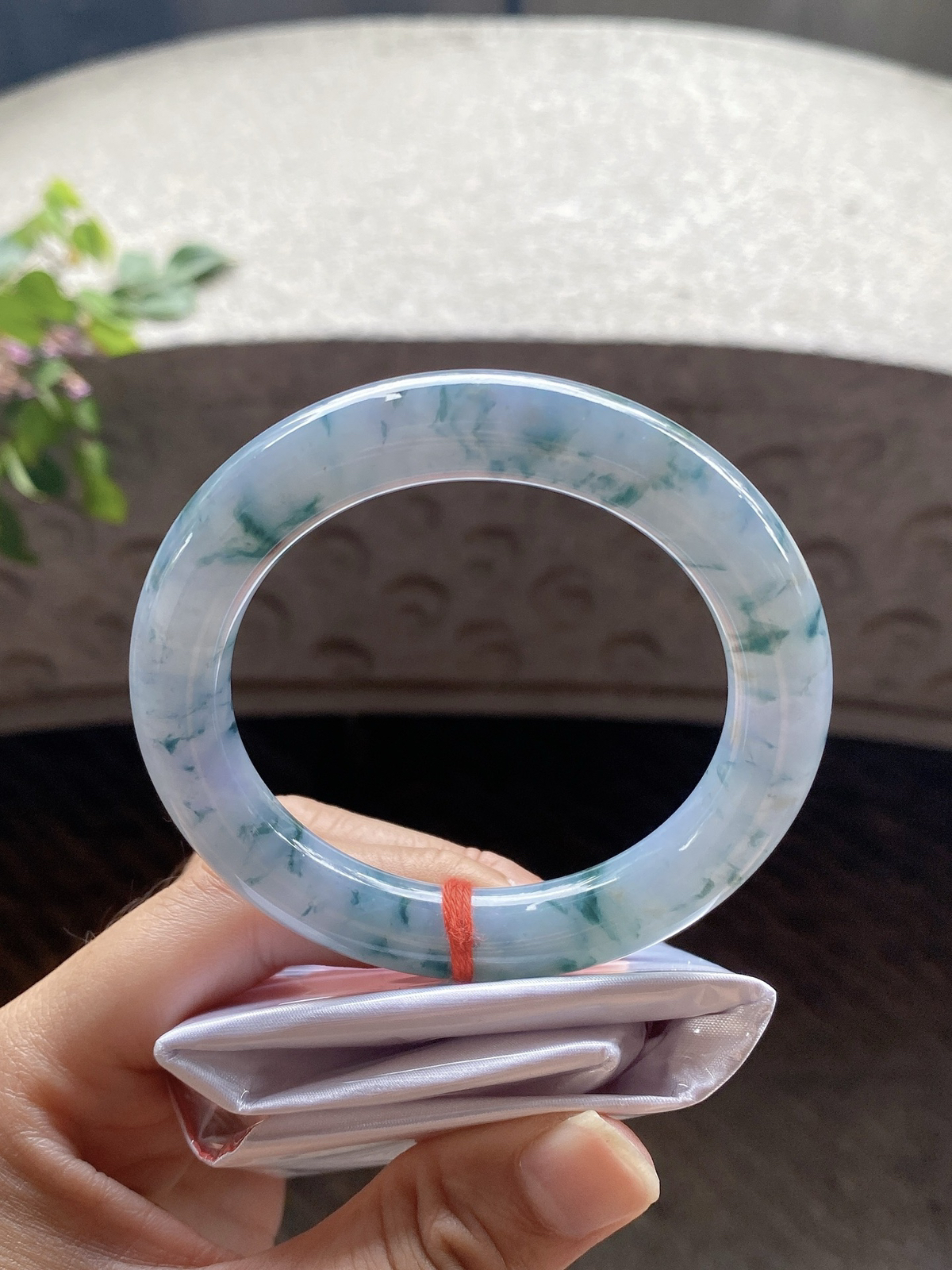 圈口57.8-11.4-11    【茄紫飘花圆条手镯】圈口57  58可戴  质地细腻