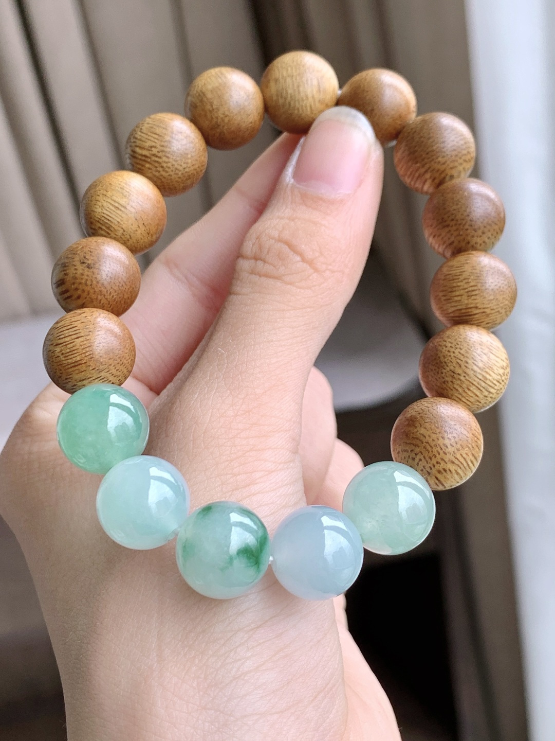 珠子冰飘花手串圆珠子手串木珠手串,性比高,12mm,21.4克