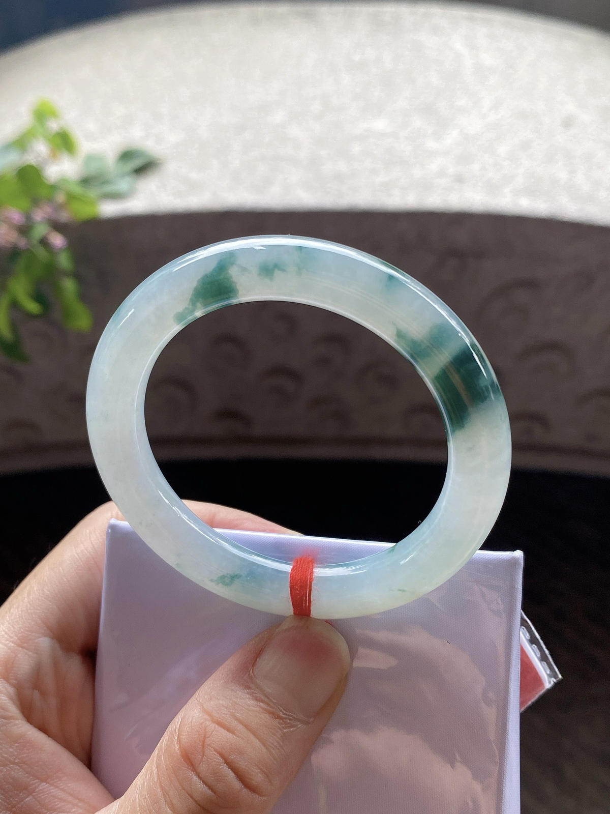 圈口50.4-9.5-9     【冰飘花圆条手镯】圈口50  51可戴  质地细腻   种水好
