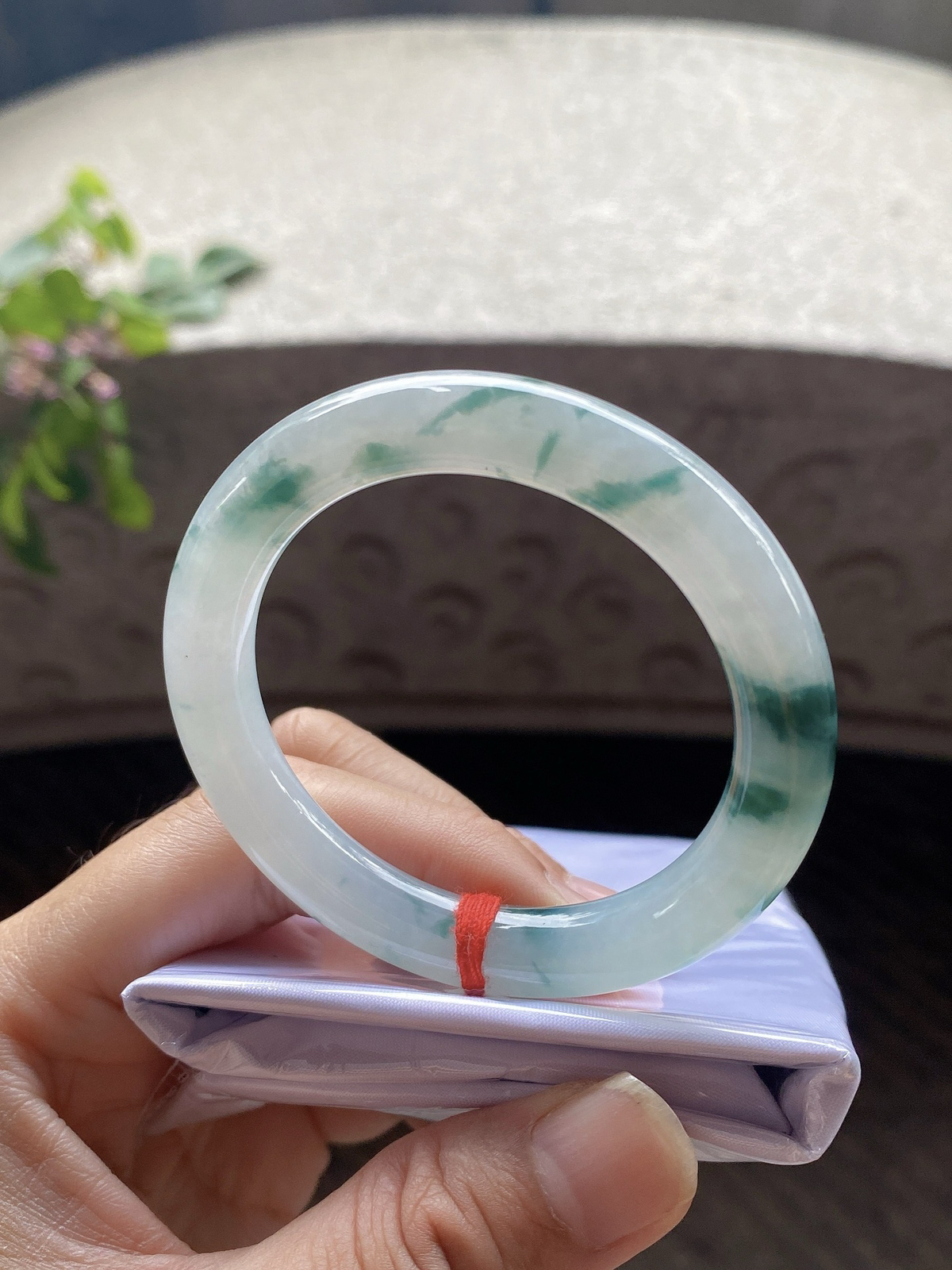 圈口50.4-9.5-9     【冰飘花圆条手镯】圈口50  51可戴  质地细腻   种水好