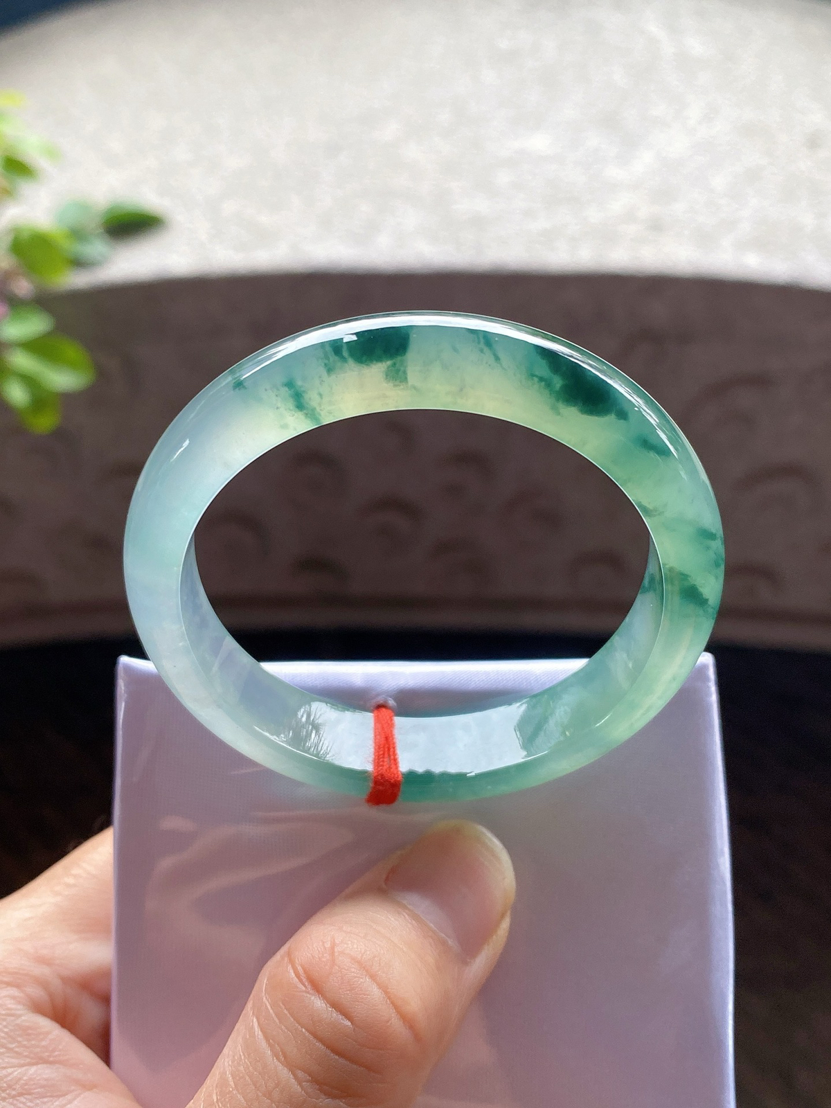 圈口51-11.7-7.3   【高冰种飘绿花正圈手镯】圈口50  51可戴  质地细腻   种水好