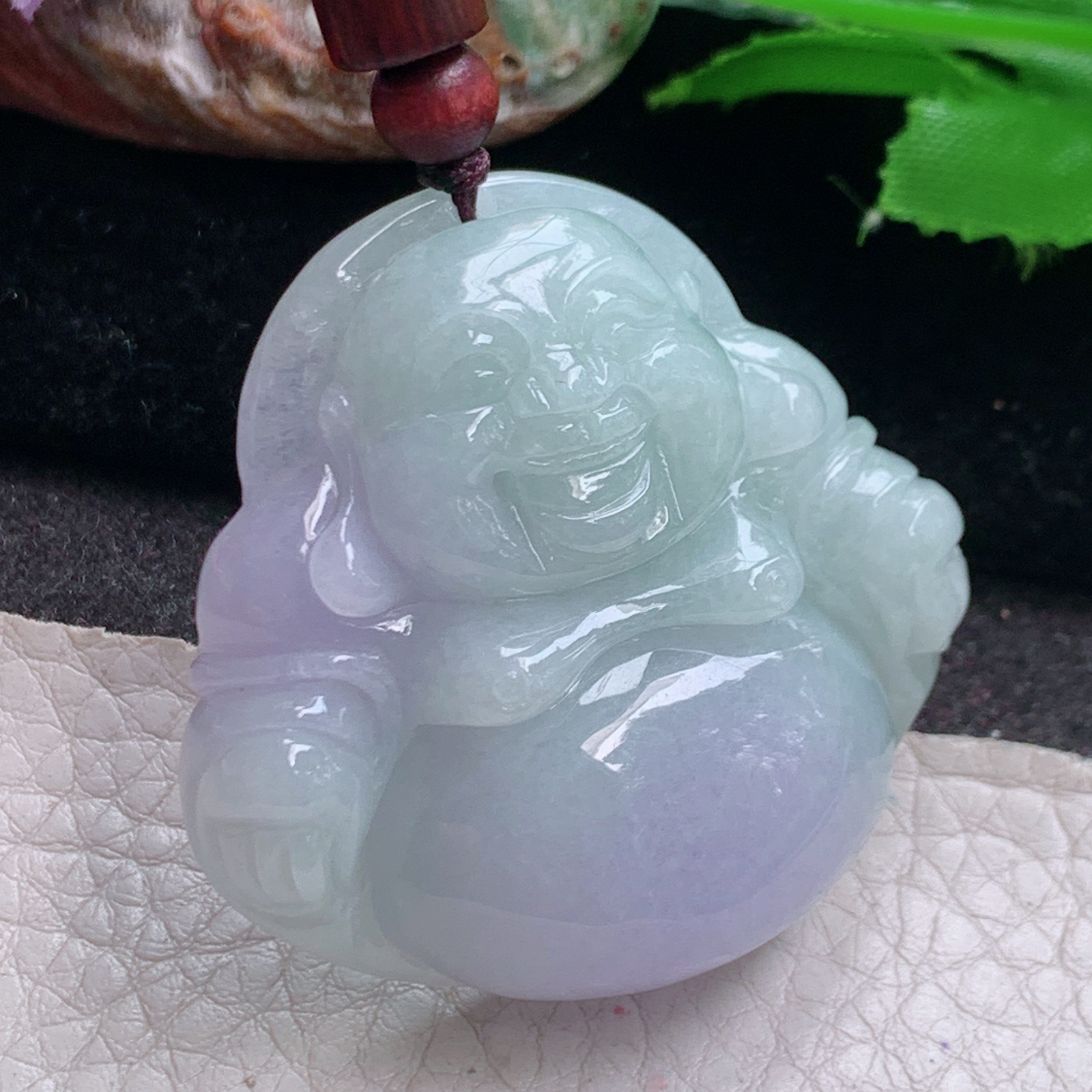zen实拍42*44.5*12.2缅甸翡翠高品质饱满春带佛公 弥勒佛玉吊坠