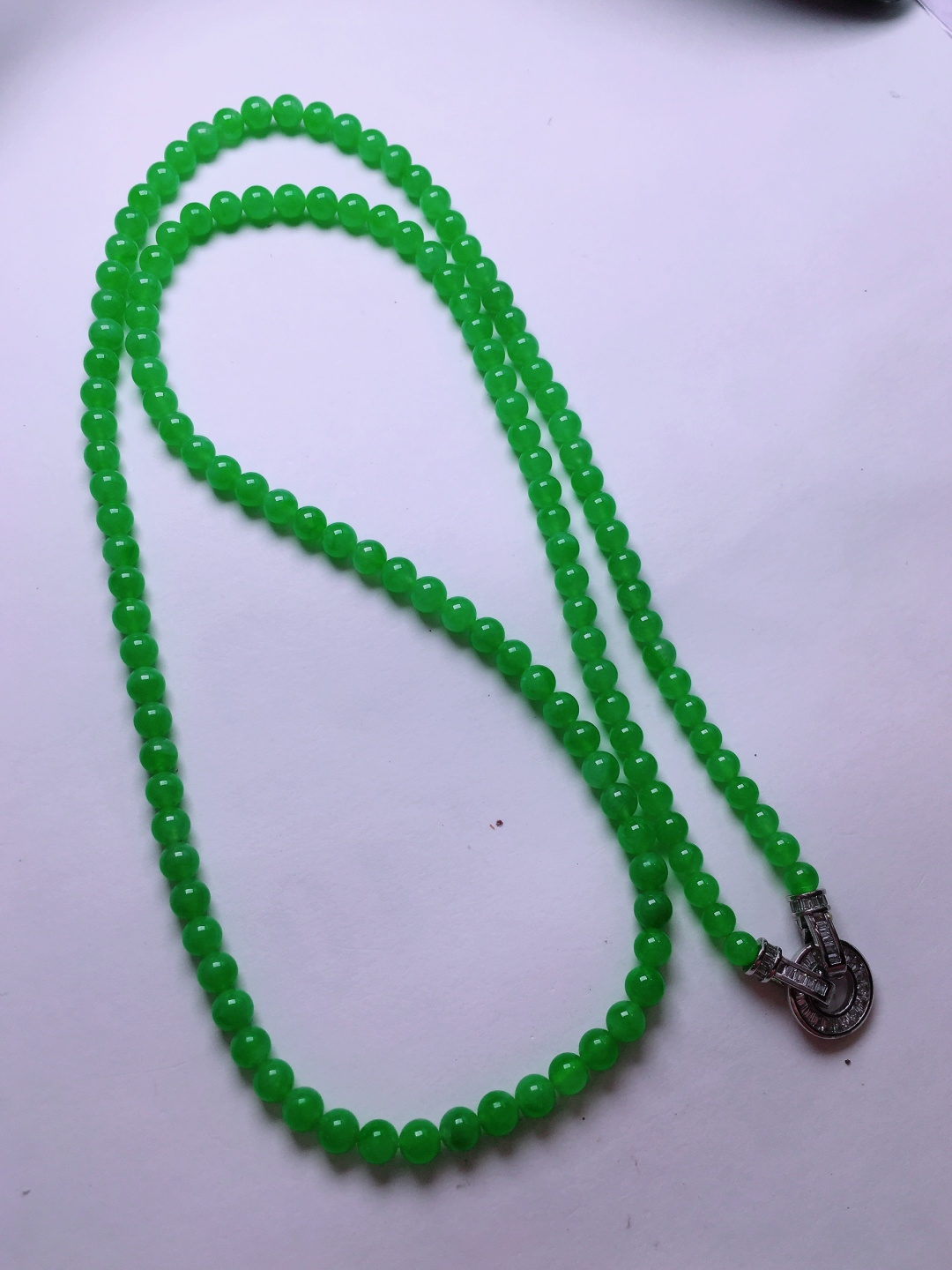 高冰绿珠子项链，晶莹剔透，新颖时尚，4-4.6