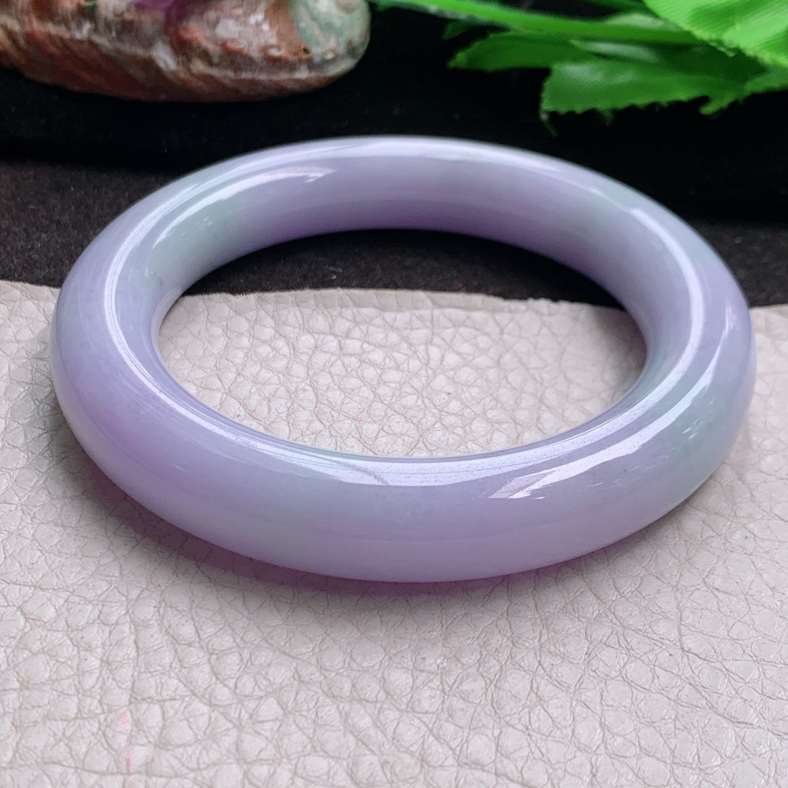 ss自然光57*12美人镯 缅甸翡翠a货高品质紫罗兰圆条玉手镯