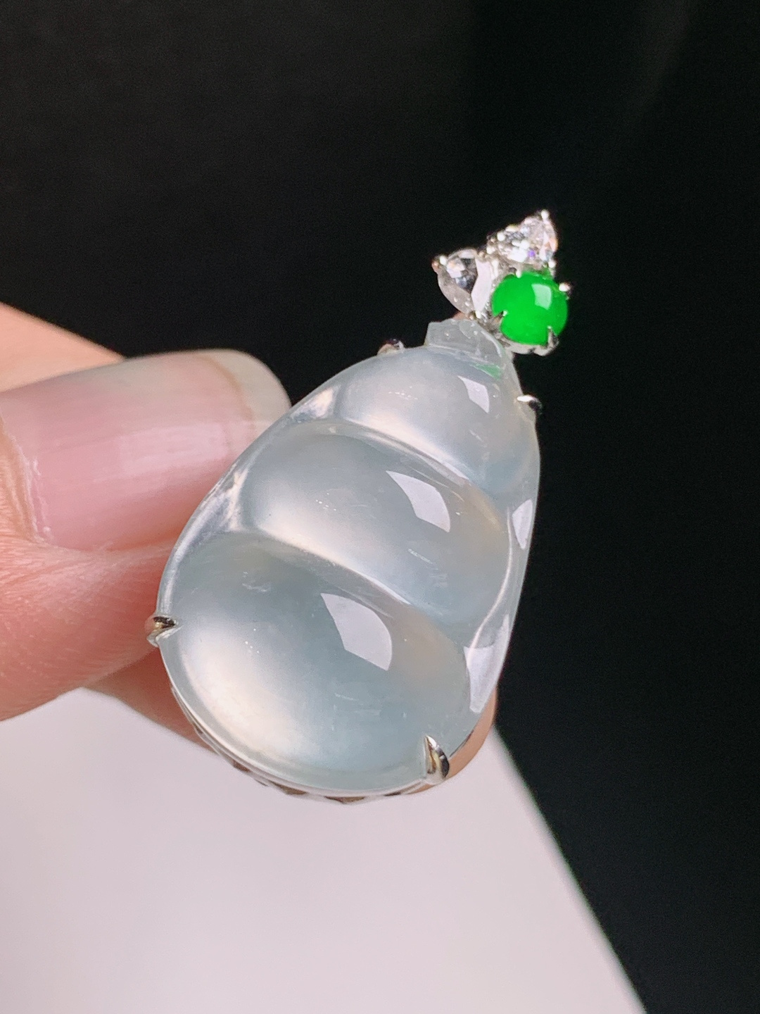 ️ 冰种福豆吊坠，清透起光，形体饱满，四季平安 66