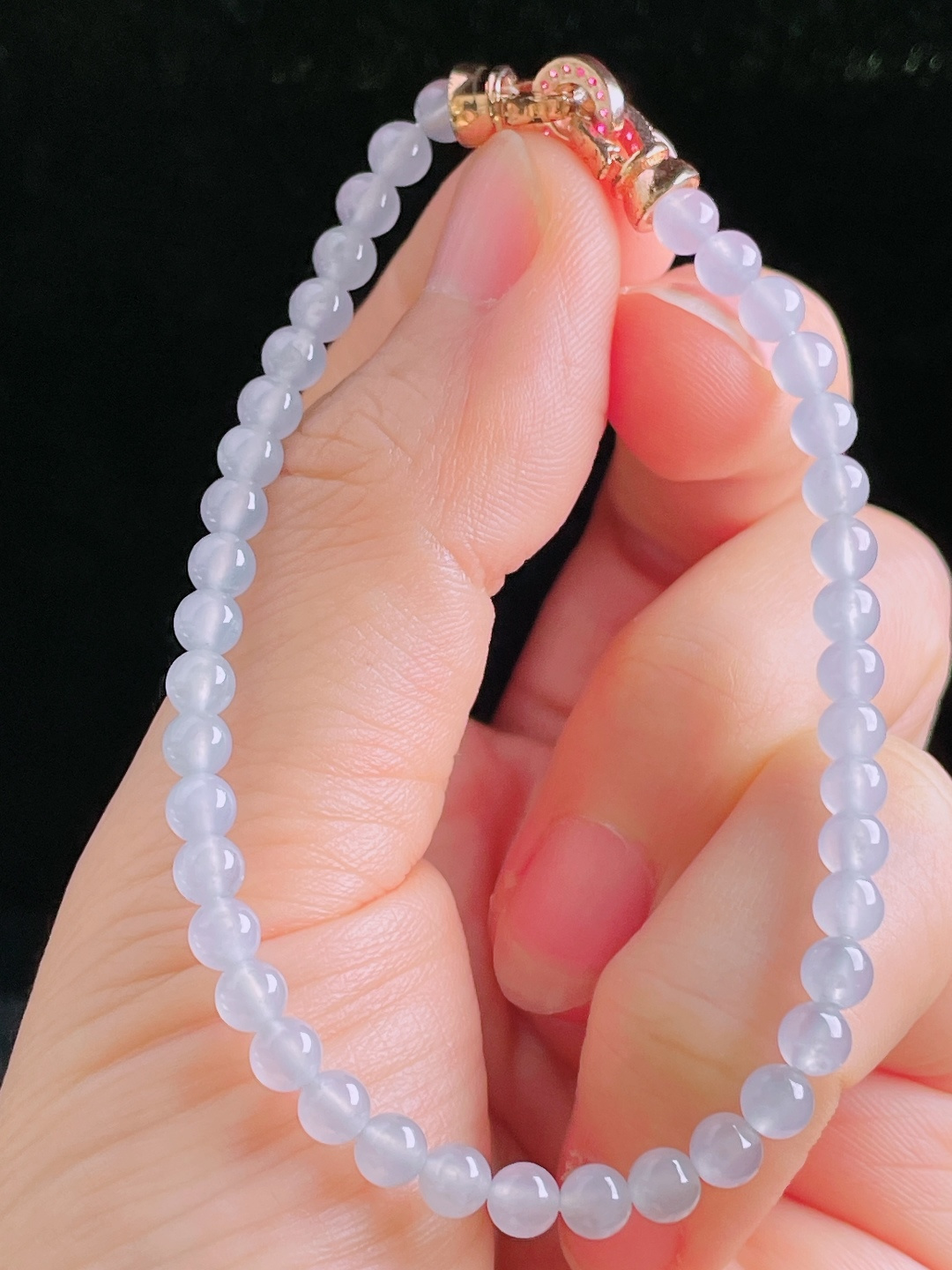 ️冰种手串珠串，老种起光，细底通透，尺寸：4.3mm0906