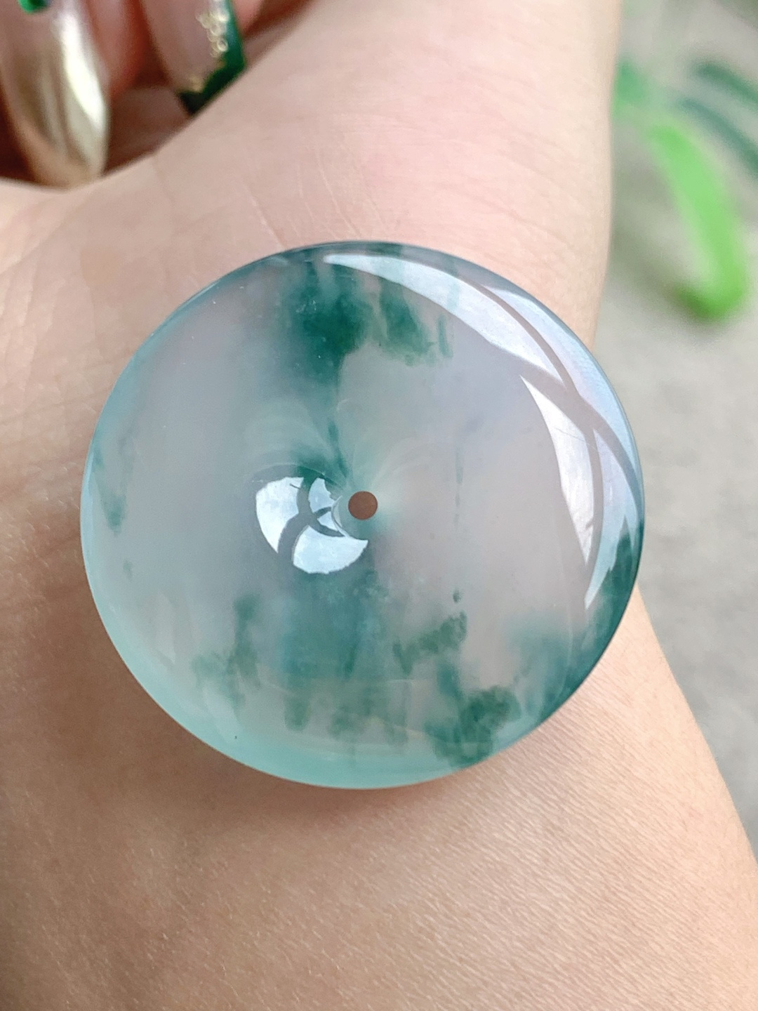 高冰飘花平安扣吊坠,性比高,厚装