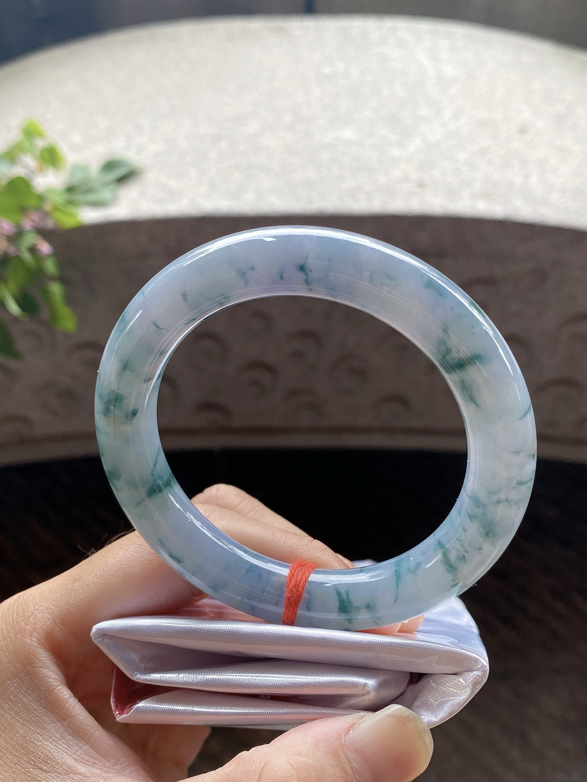 圈口57.8-11.4-11    【茄紫飘花圆条手镯】圈口57  58可戴  质地细腻