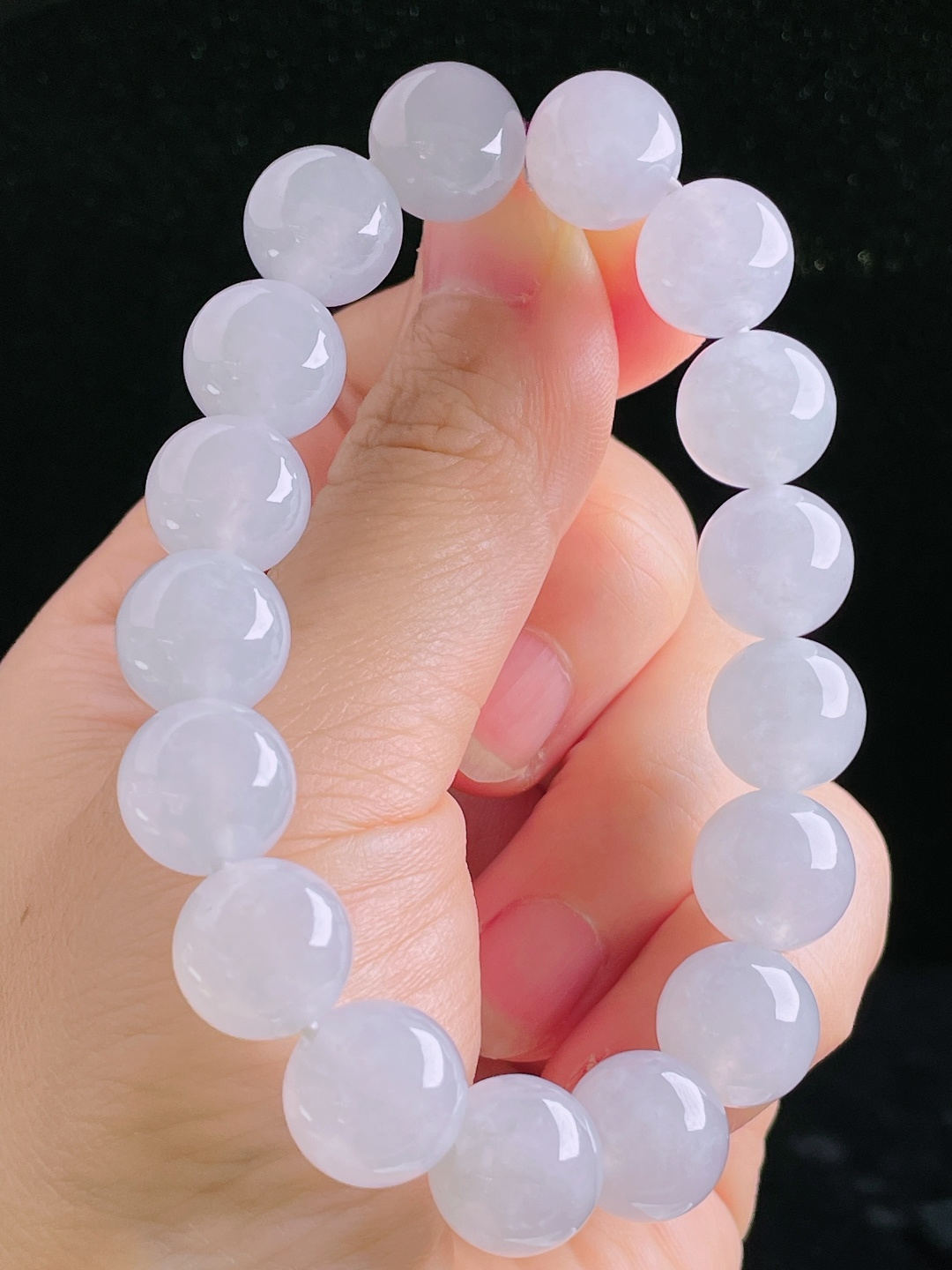 白冰手串珠串，老种起光，细底通透，尺寸：12.2mm0906