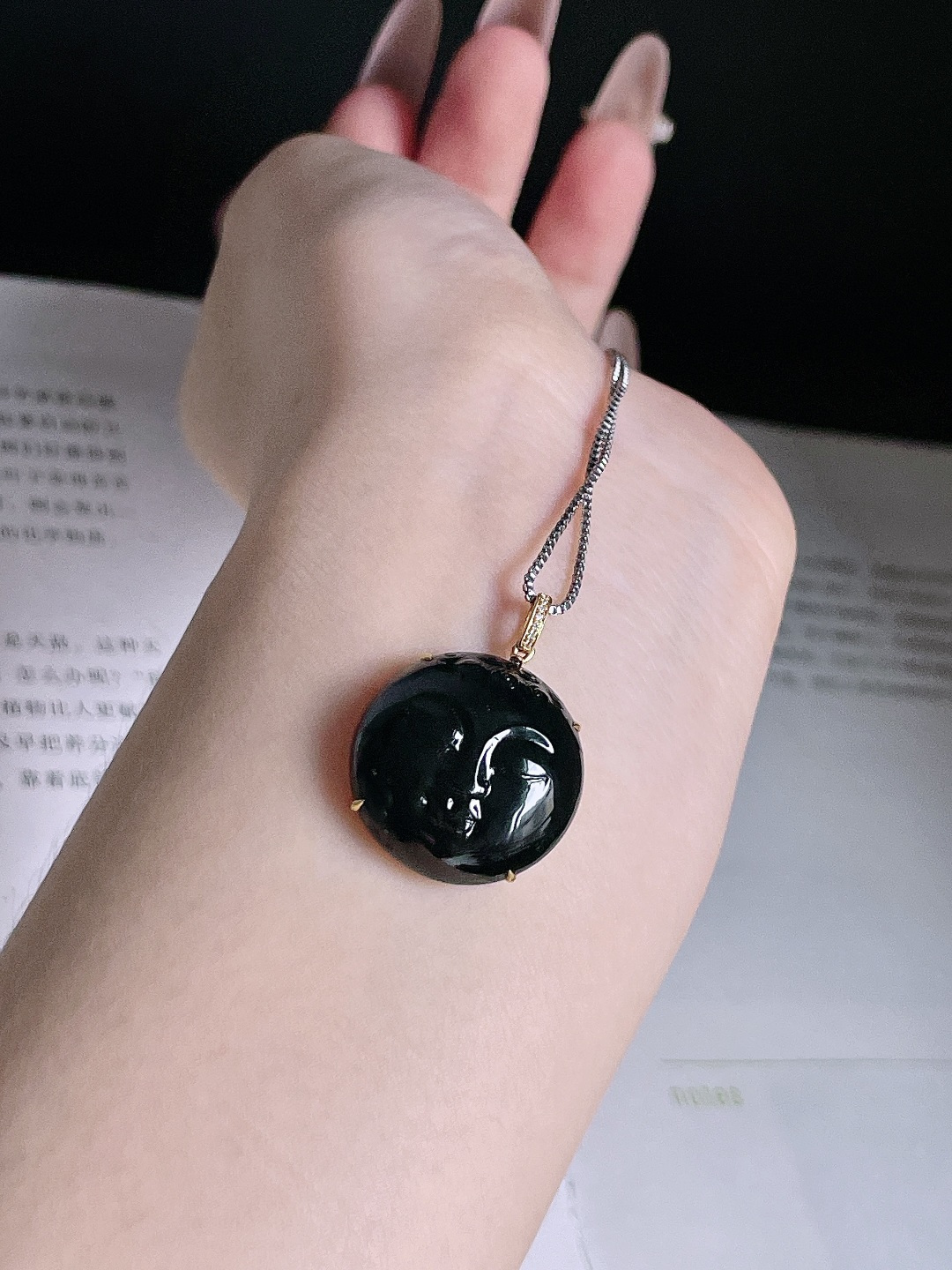 ️ 精品墨翠佛 老坑油润 打灯全绿18k金镶嵌 整体 27.2 裸石 20.5/6.2
