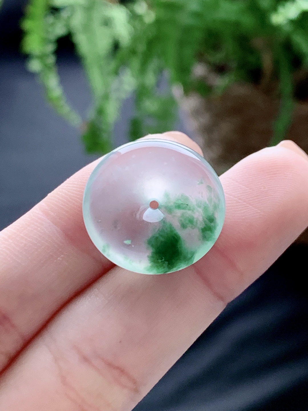 冰飘绿花平安扣怀古吊坠,缅料,性比高,飘花,飘绿,尺寸20.6-4,重量3.3克