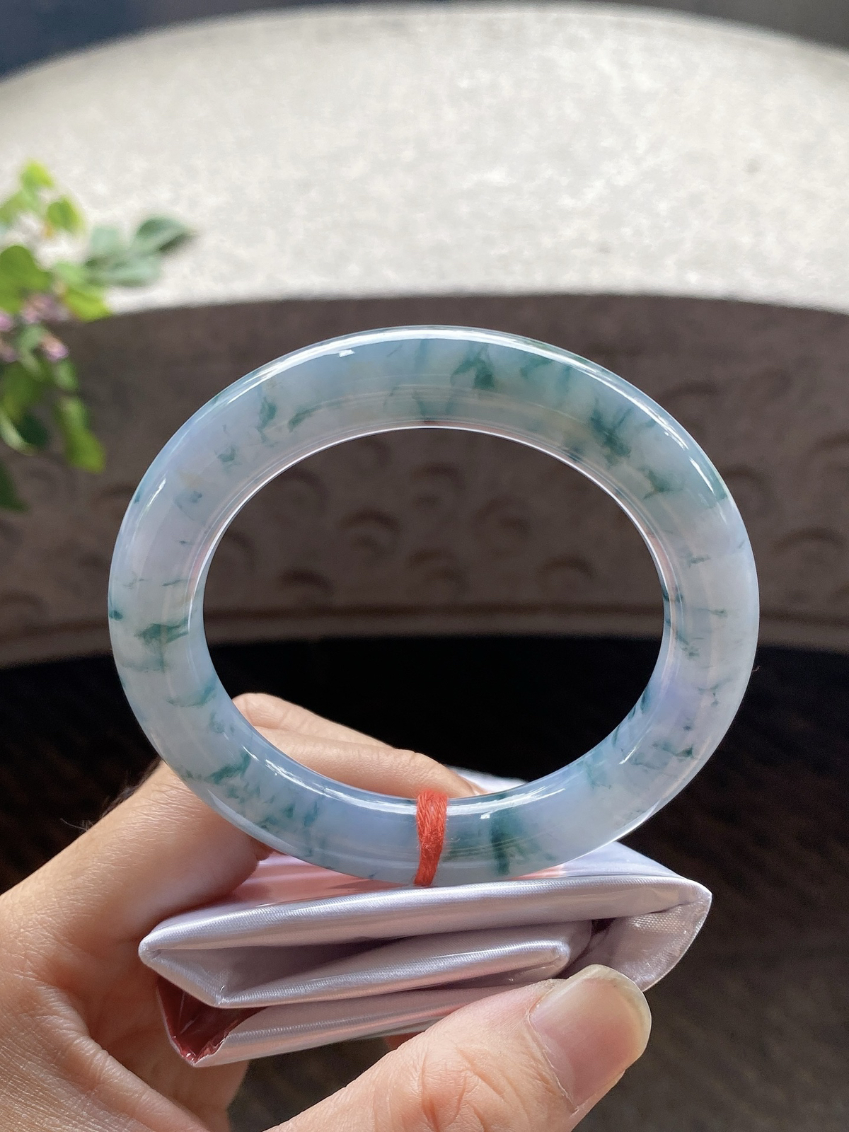 圈口57.8-11.4-11    【茄紫飘花圆条手镯】圈口57  58可戴  质地细腻